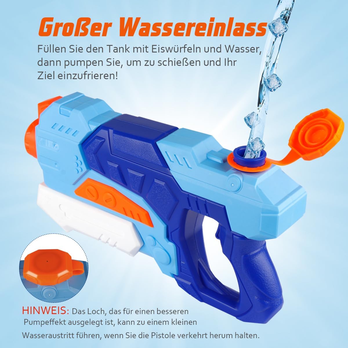 Detalle de D-FantiX Wasserpistolen 2er-Set: Große Kapazität, weite Reichweite, Spielspaß für Pool & Strand