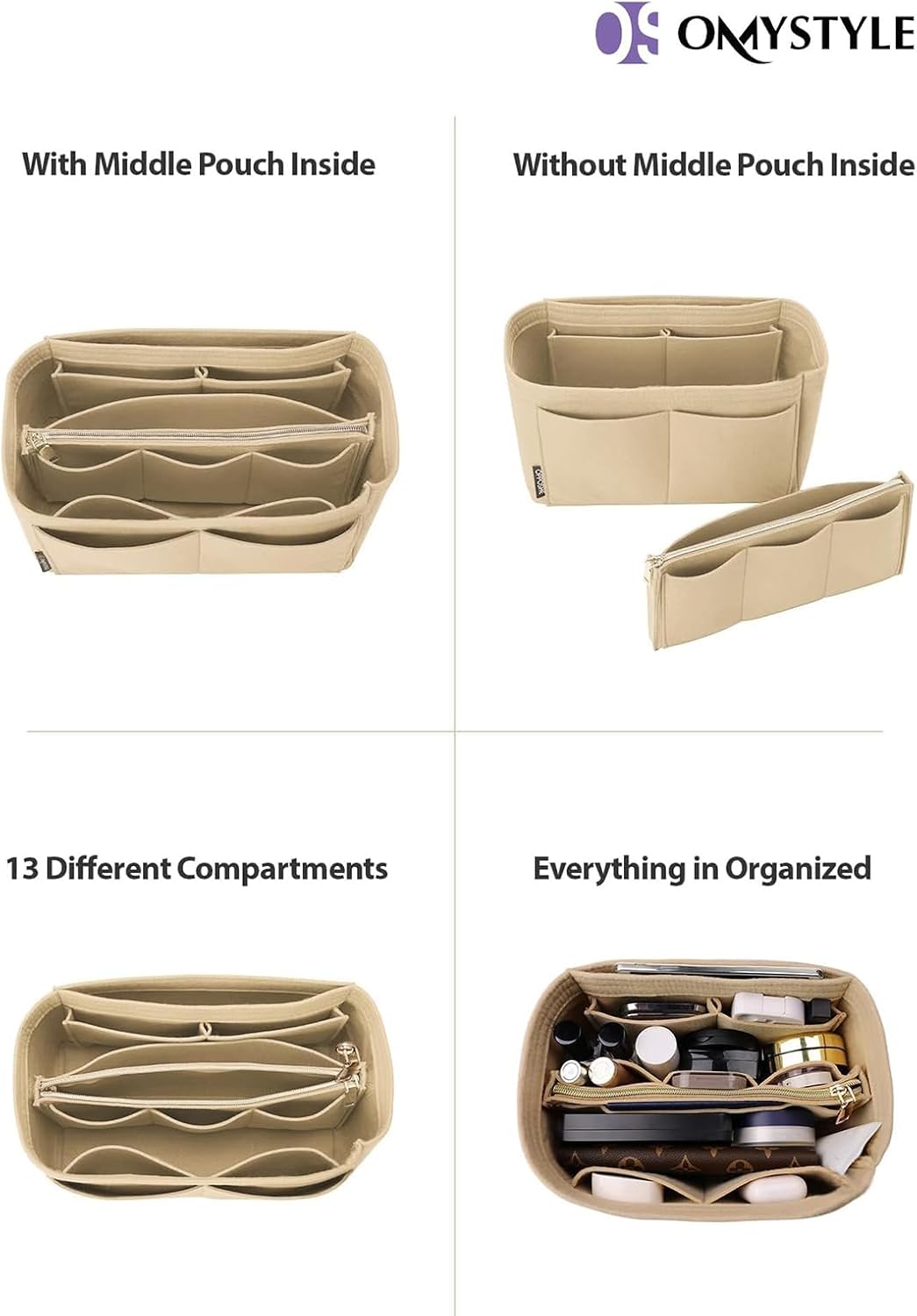 Detalle 2 de OMYSTYLE purse organizer insert 13 compartments