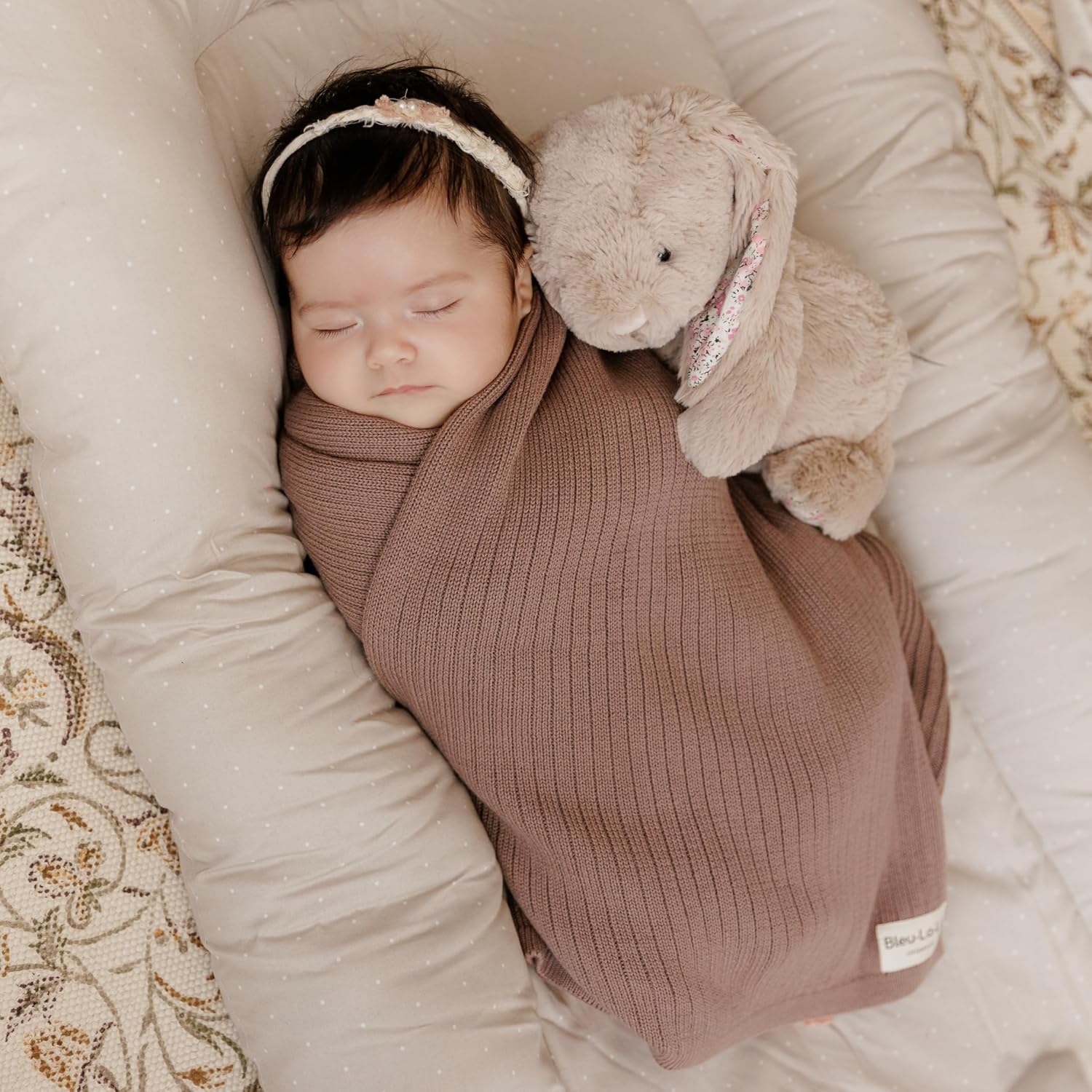 Detalle de Bleu La La Organic Cotton Baby Blanket