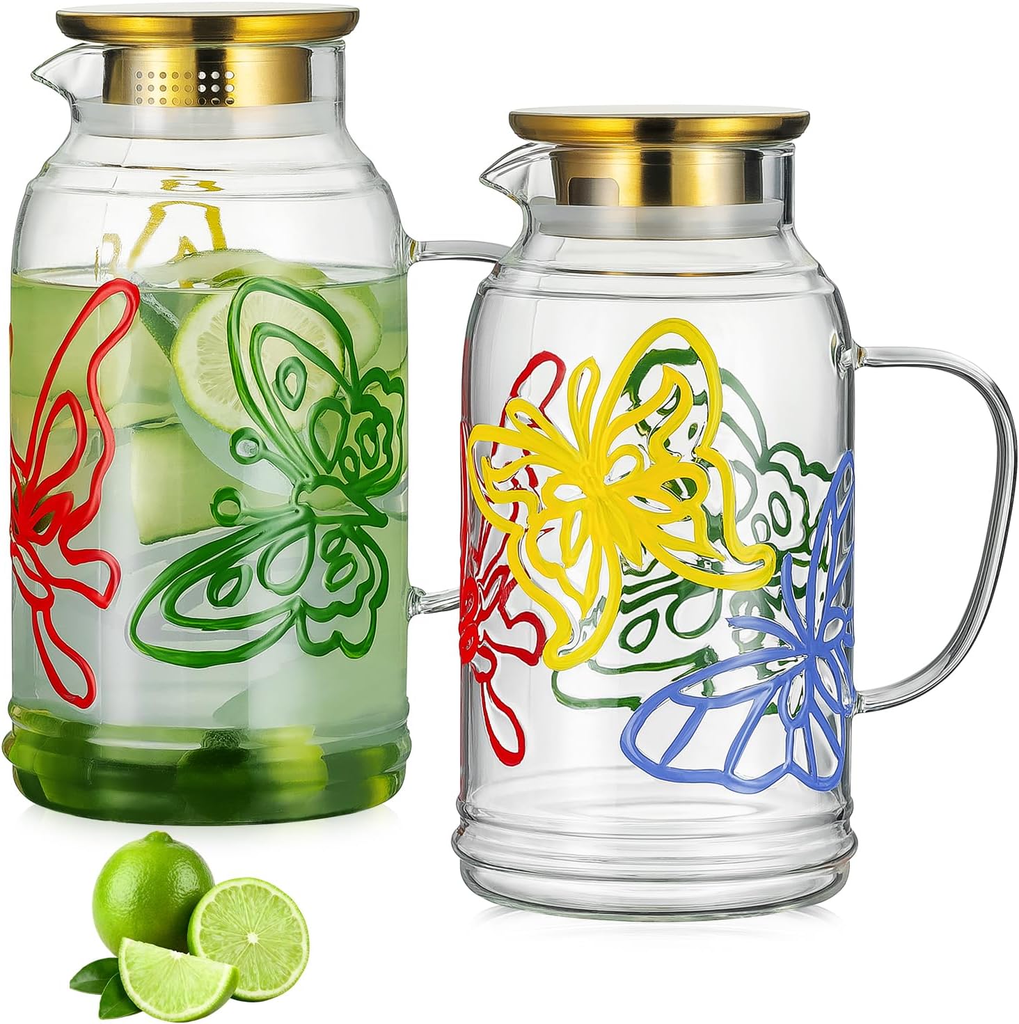 Thumbnail 6 de Buaic Glass Pitcher with Lid (2-Pack) — 68 oz Clear Borosilicate Carafes for Cold Brew, Coffee, Iced Tea & More