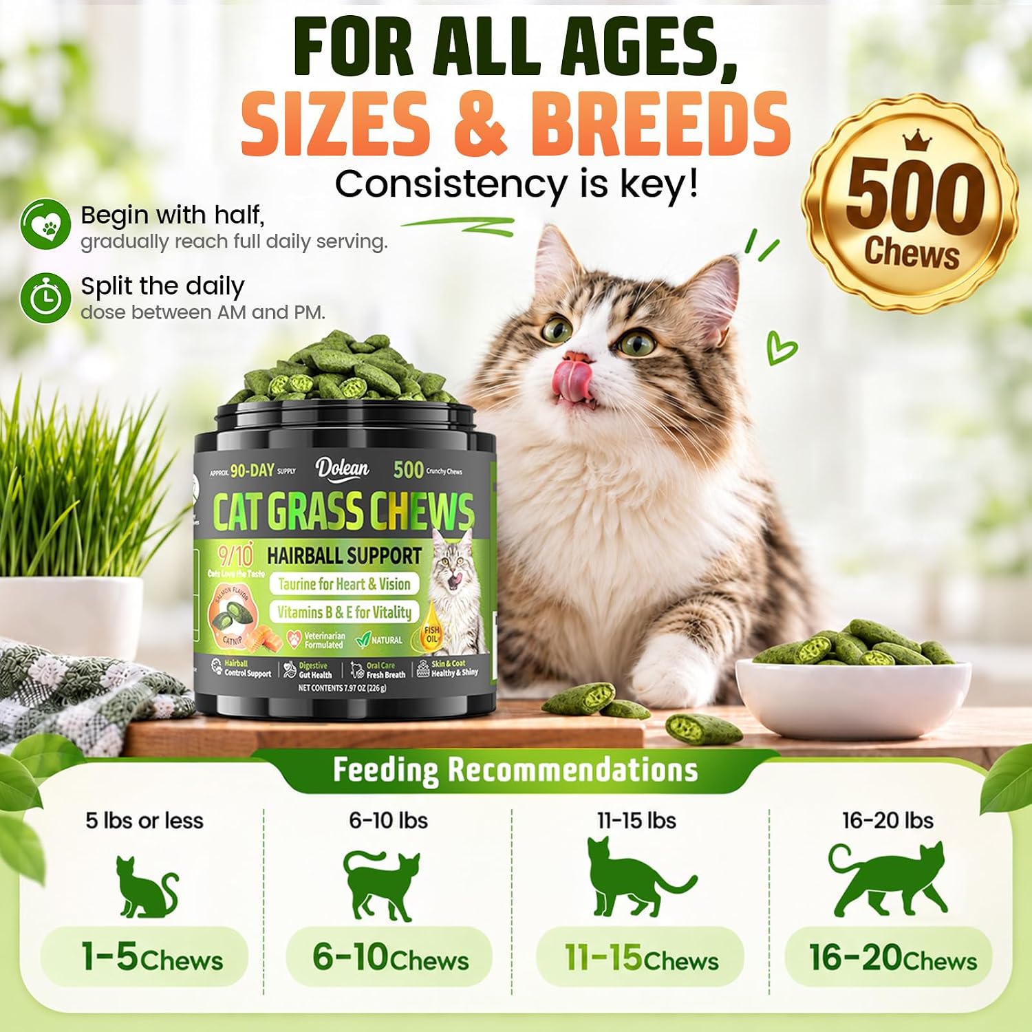 Thumbnail 6 de Cat Grass Chews for Cats, 500 Chews
