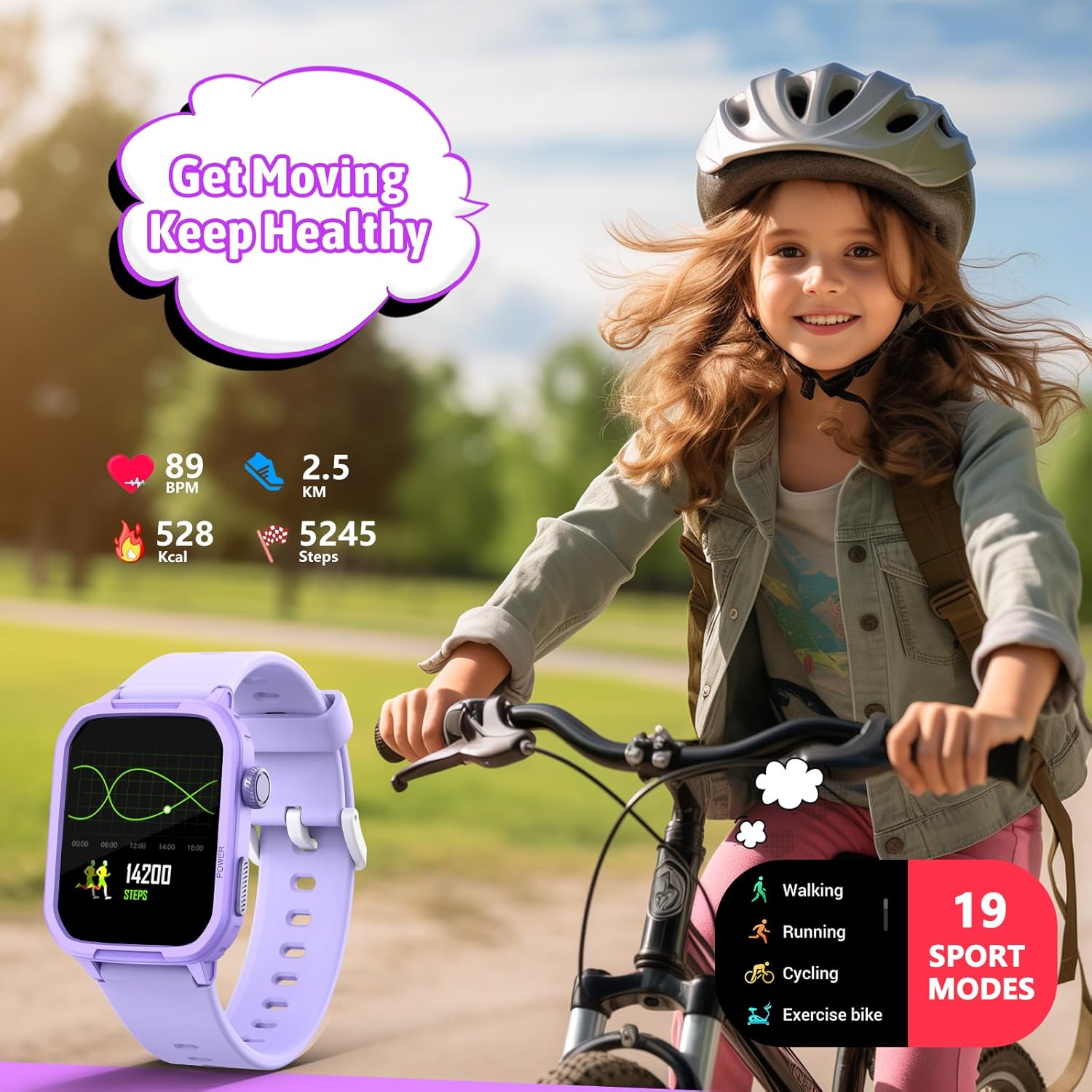 Detalle de JOYELE Reloj Inteligente para Niños ⏰ con 19 Deportes