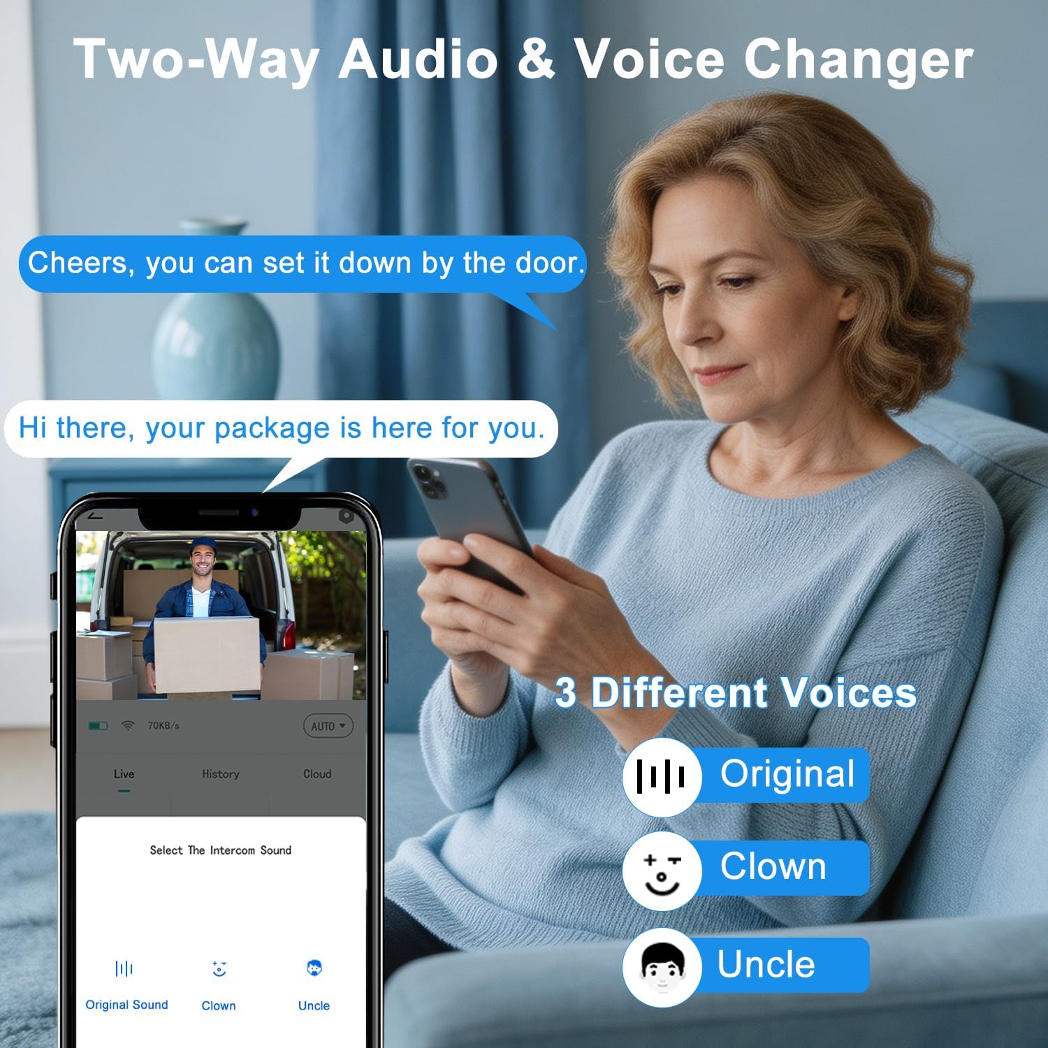 Thumbnail 2 de Video Doorbell Wireless Camera: 2K HD, Battery-Powered, IP66, with AI Motion & Alexa Compatibility