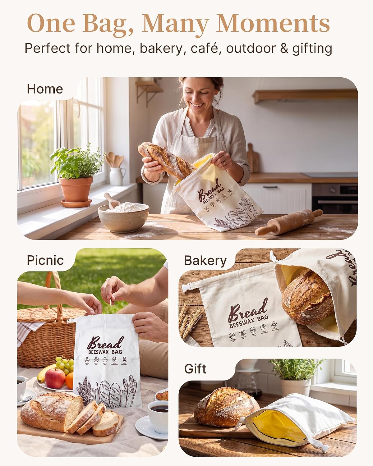 Thumbnail 6 de Reusable Beeswax Bread Bags, 17 x 12.8 Inch