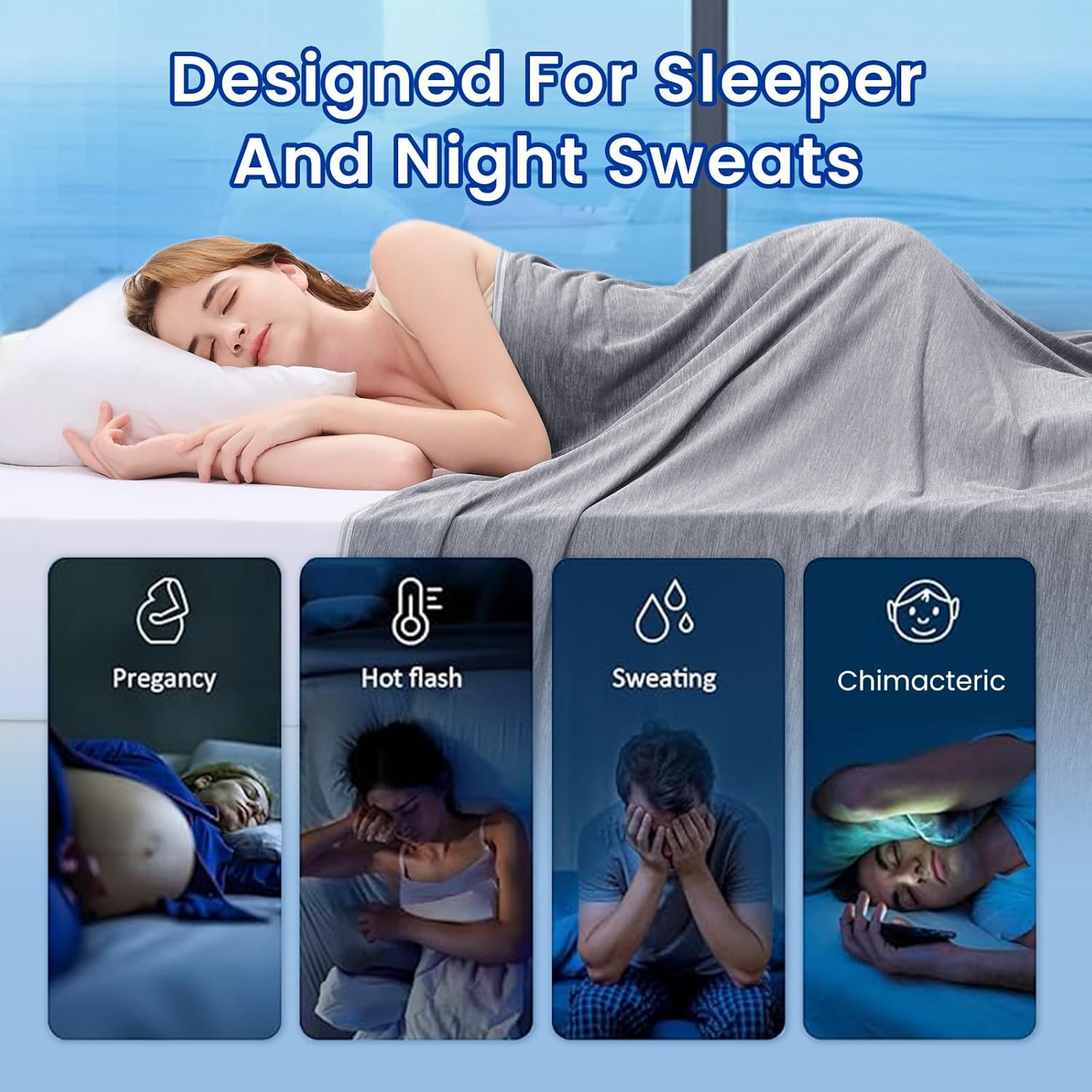 Detalle de Topcee Cooling Blanket (90"x90") Queen Size Arc-chill Cooling Fiber for Hot Sleepers
