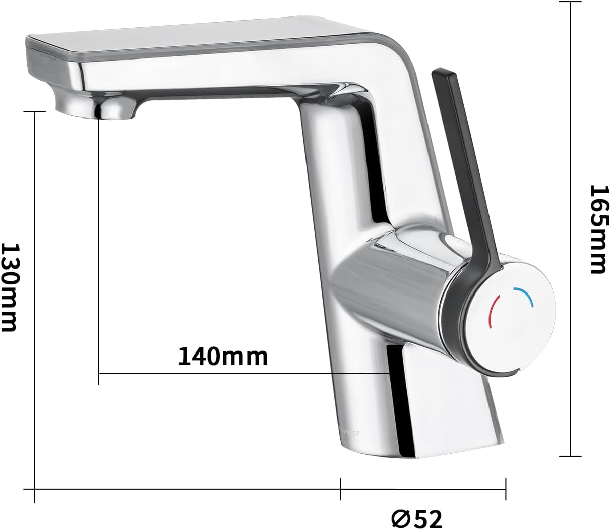 Thumbnail 6 de Robinet de salle de bain LakeBayMZC avec affichage LED de la température – Mitigeur monocommande en laiton, chromé