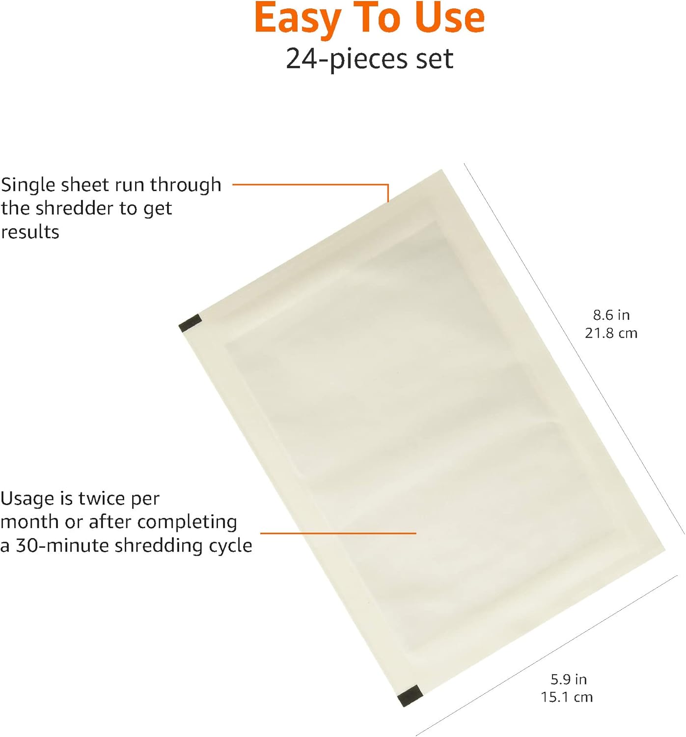 Detalle de Amazon Basics Micro Cut Paper Shredder Sharpening & Lubricant Sheets (Pack of 24)
