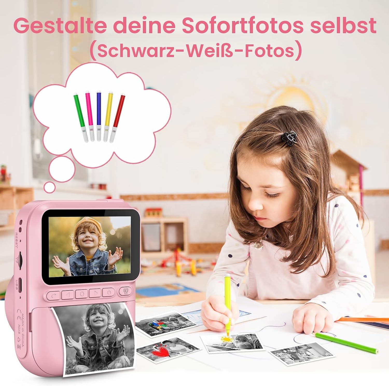 Thumbnail 6 de GREENKINDER Sofortbildkamera für Kinder (14 MP) mit 3,0-Zoll-Bildschirm, 1080P und Sofortdruck