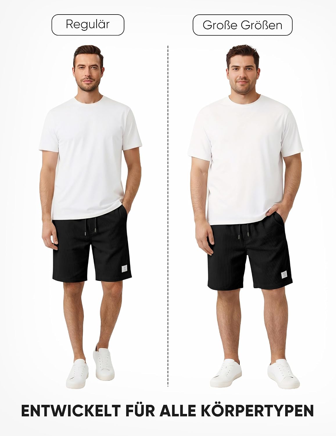 Detalle 2 de JMIERR Corduroy Shorts Herren – Sommerfreizeit mit elastischem Bund und Taschen