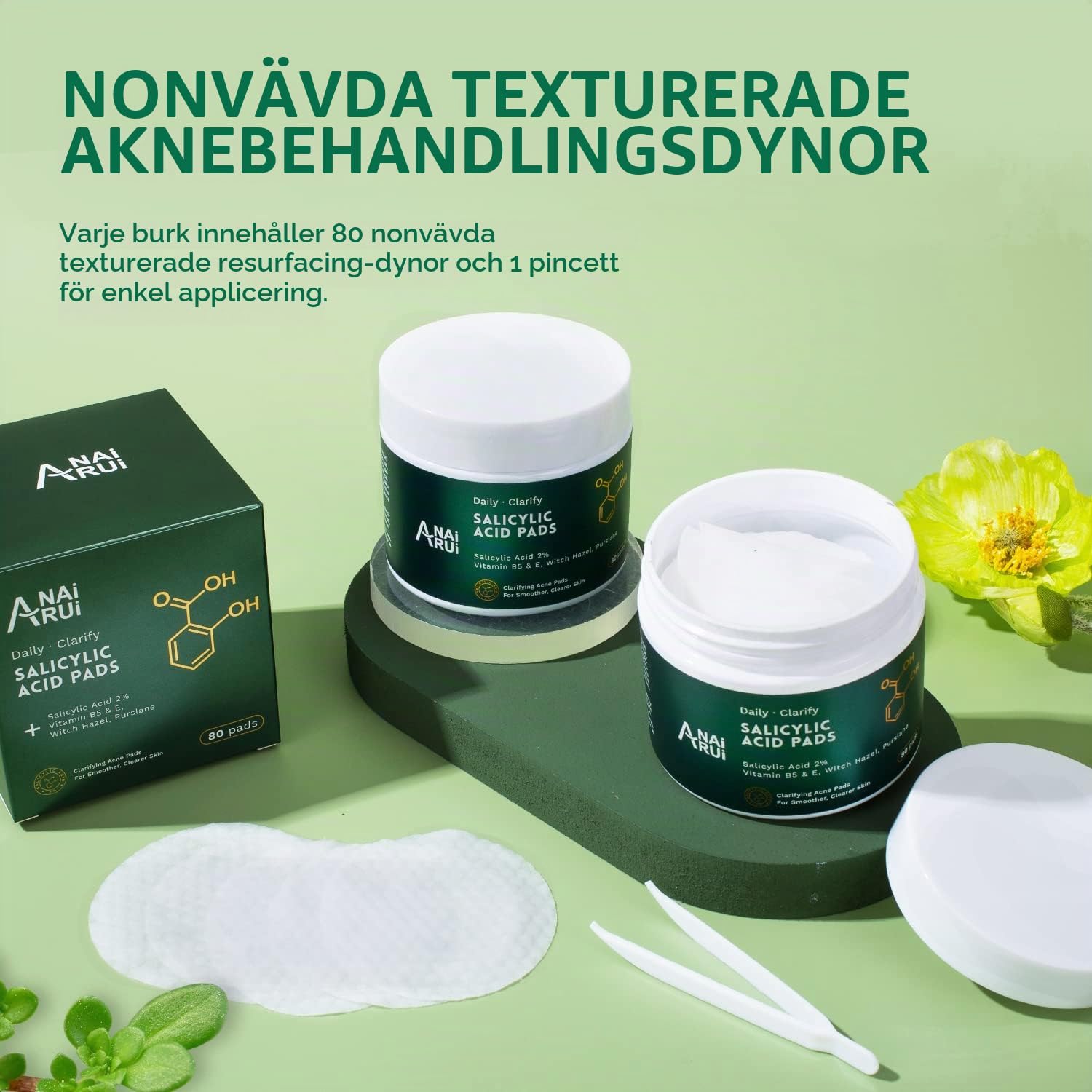 Thumbnail 5 de ANAiRUi Salicylsyrakuddar 2 % – exfolierande ansiktskuddar, 80 st
