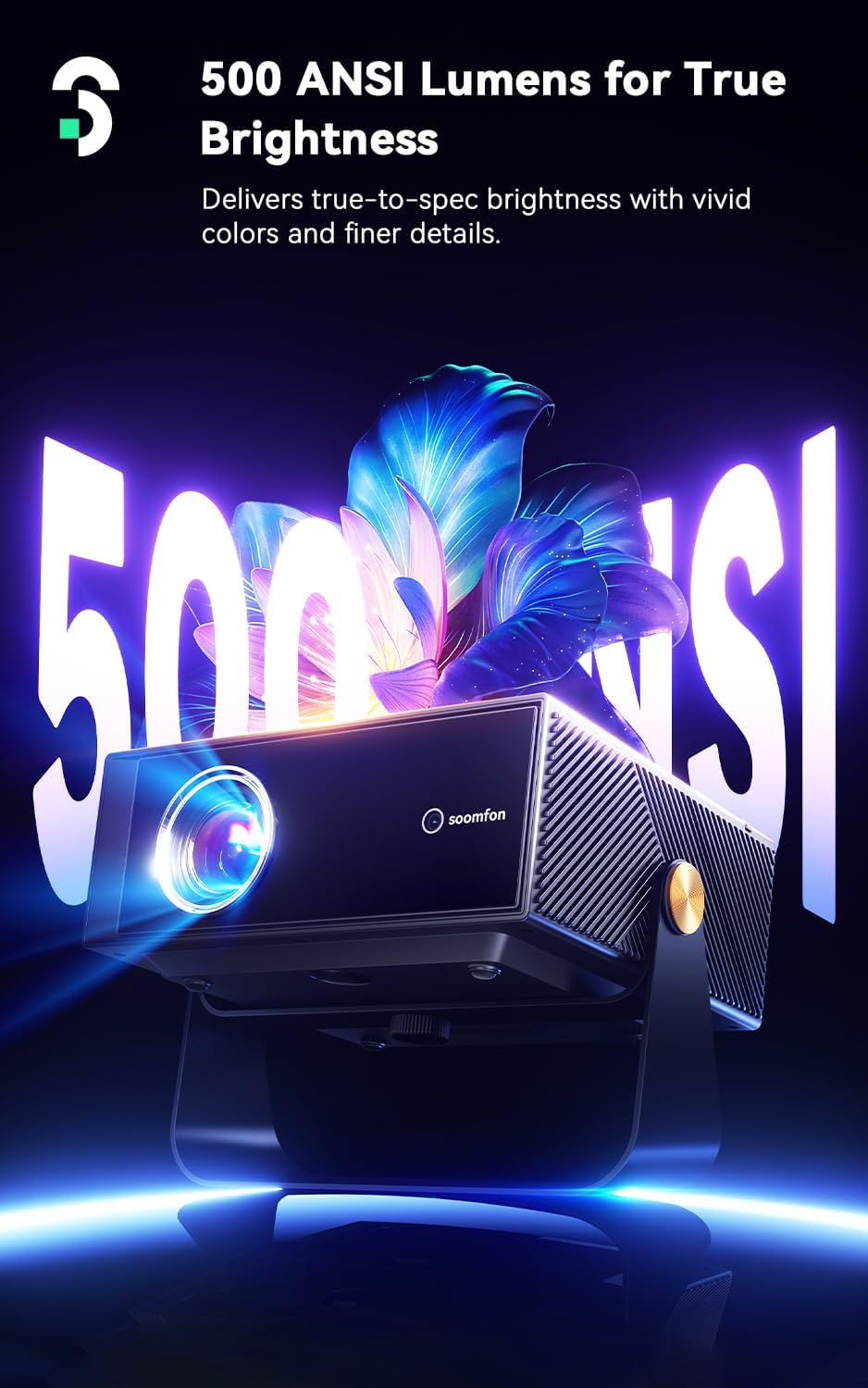 Thumbnail 3 de SOOMFON SK3 Smart Projector (4K supported) with HDR10, WiFi & Bluetooth, Auto Focus & Keystone