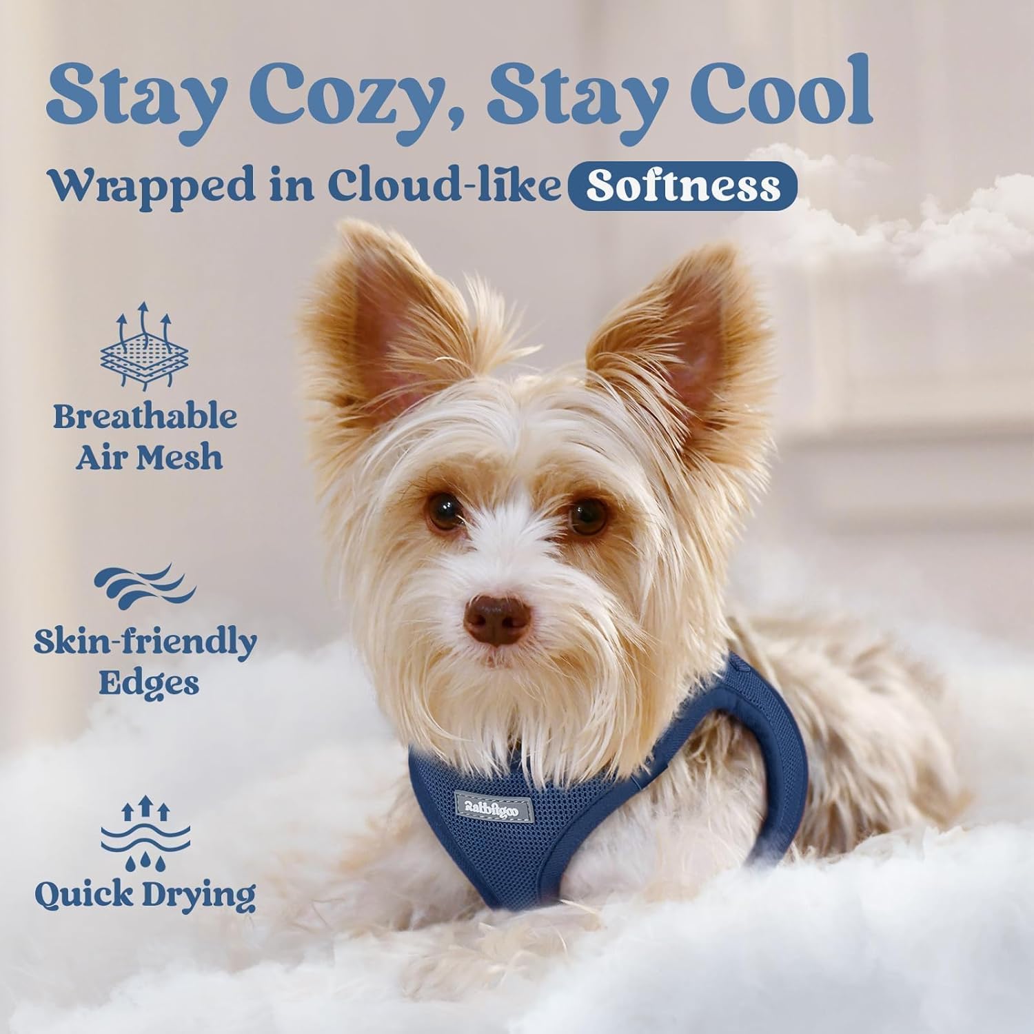 Thumbnail 2 de rabbitgoo Dog Harness Small Dog – Step-in Soft Mesh Harness (Navy, Size M)