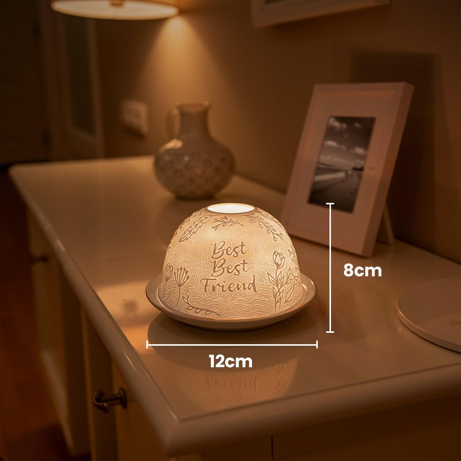 Thumbnail 1 de Cello Porcelain Tealight Holder Dome with 3D projection light effect