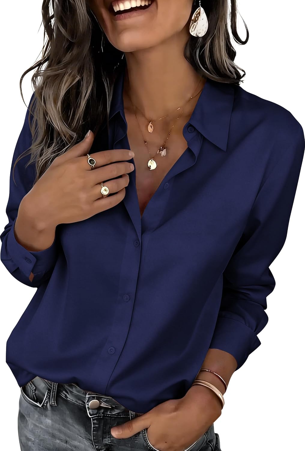 Thumbnail 5 de Zeagoo Button Down Shirts for Women: Dressy Floral Printed Long Sleeve Blouse for Work and Casual