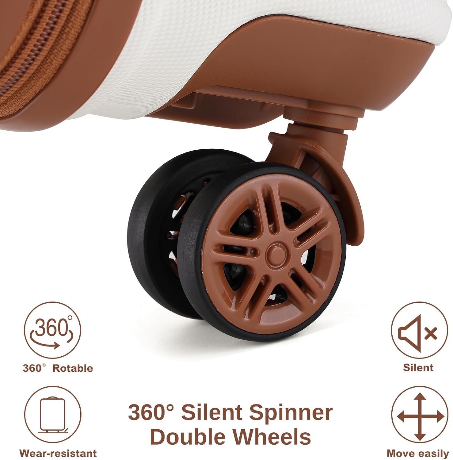 Detalle de Kono Suitcase Lightweight ABS+PC 4-Piece Set with TSA Lock and 360° Wheels (Cream White)