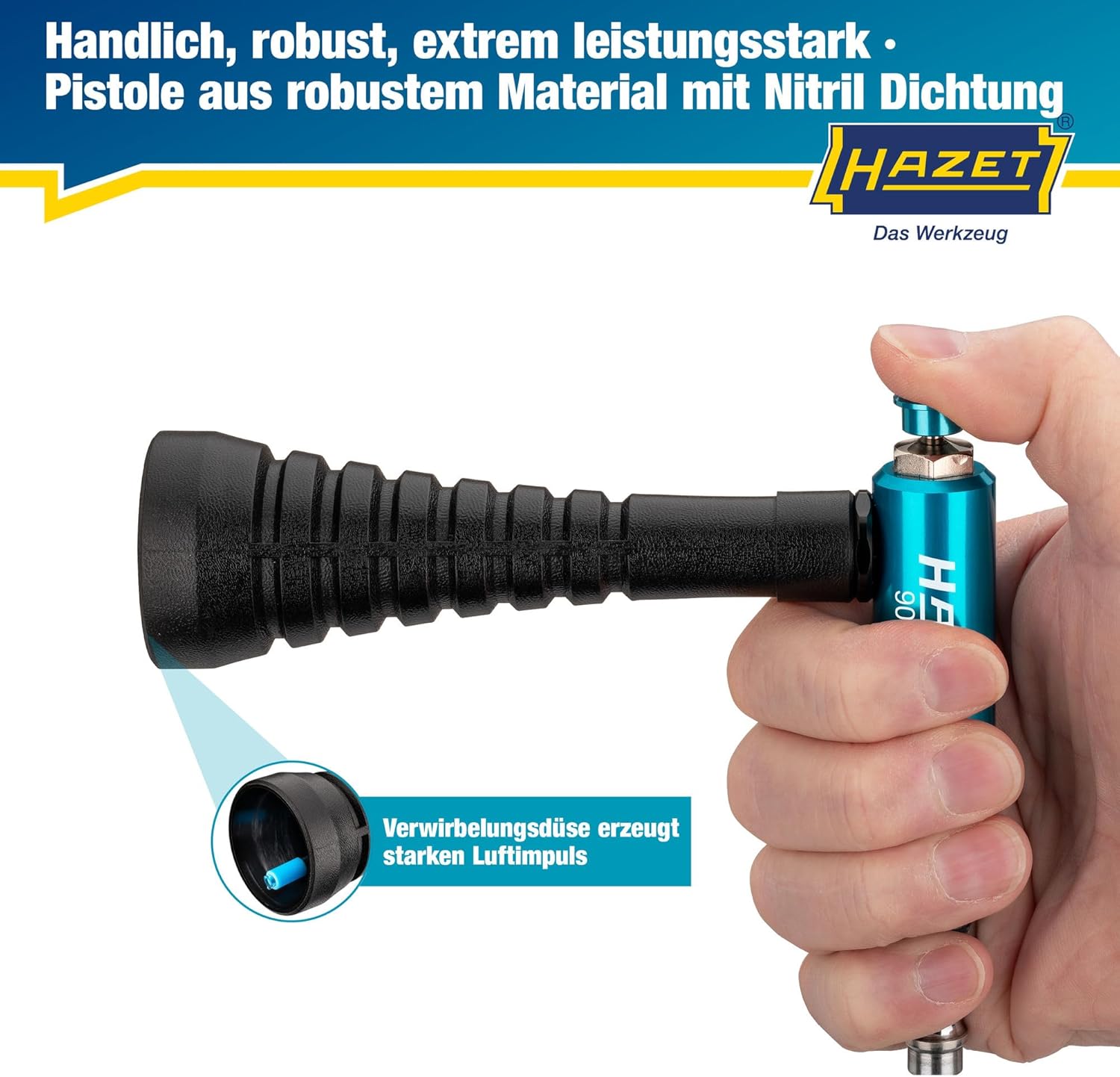 Thumbnail 3 de HAZET Turbo Druckluftpistole 9040T-1 – Verwirbelungsdüse, 6 Bar Betrieb, ergonomischer Griff