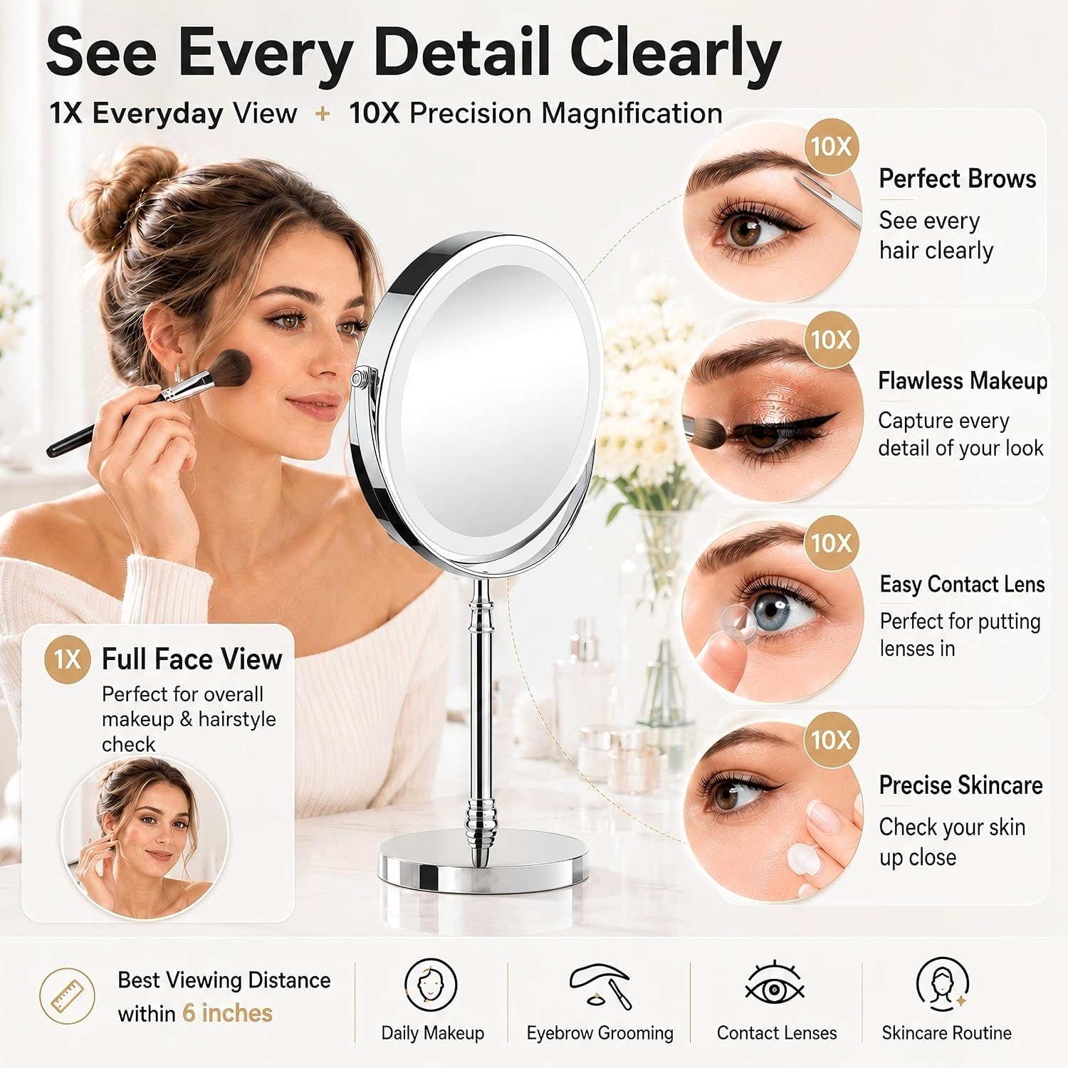 Detalle de Lighted Makeup Mirror 3000 mAh ๐
