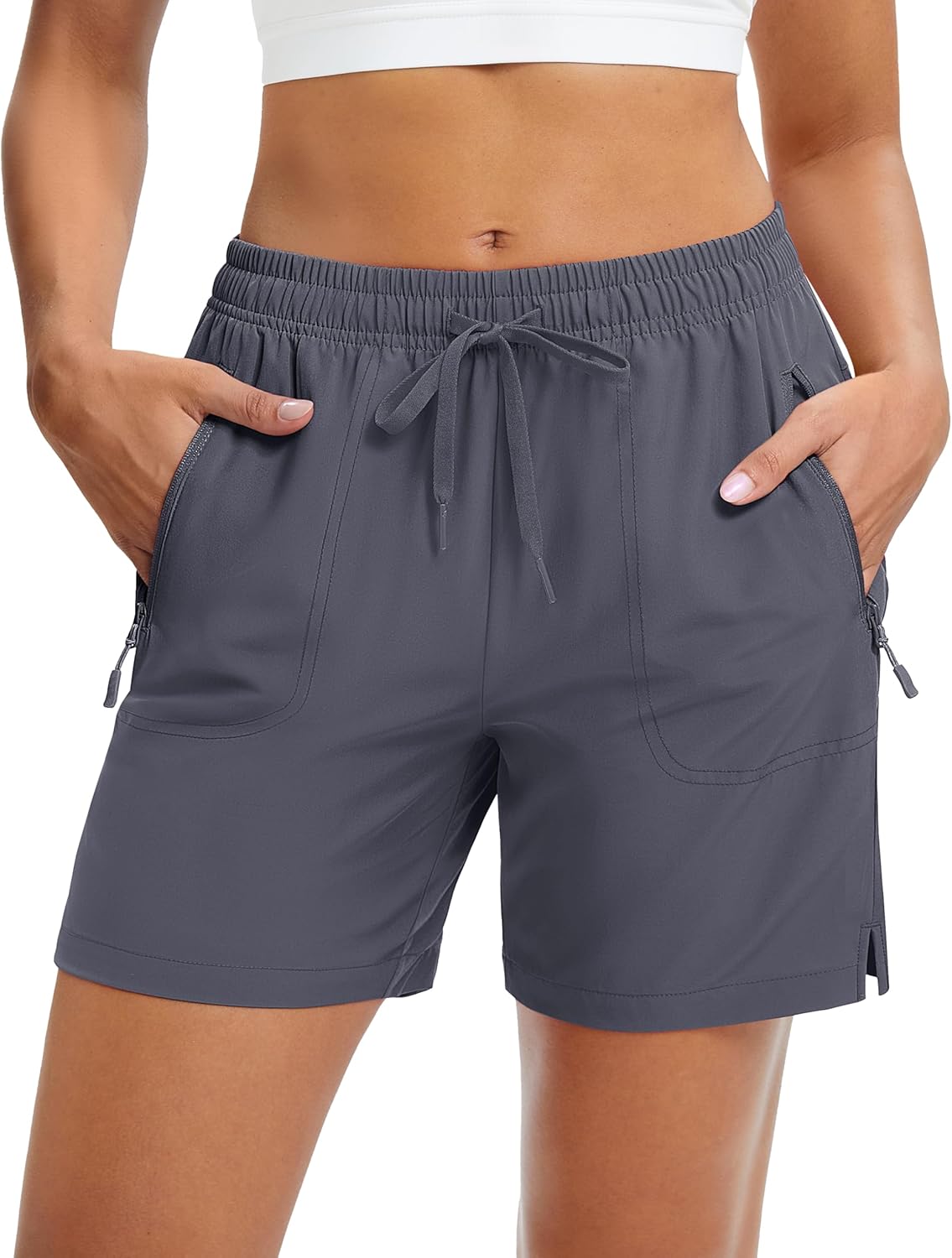 Detalle de MAGCOMSEN Women's 5" Hiking Shorts with UPF 50+ | Quick-Dry, Lightweight, Pockets