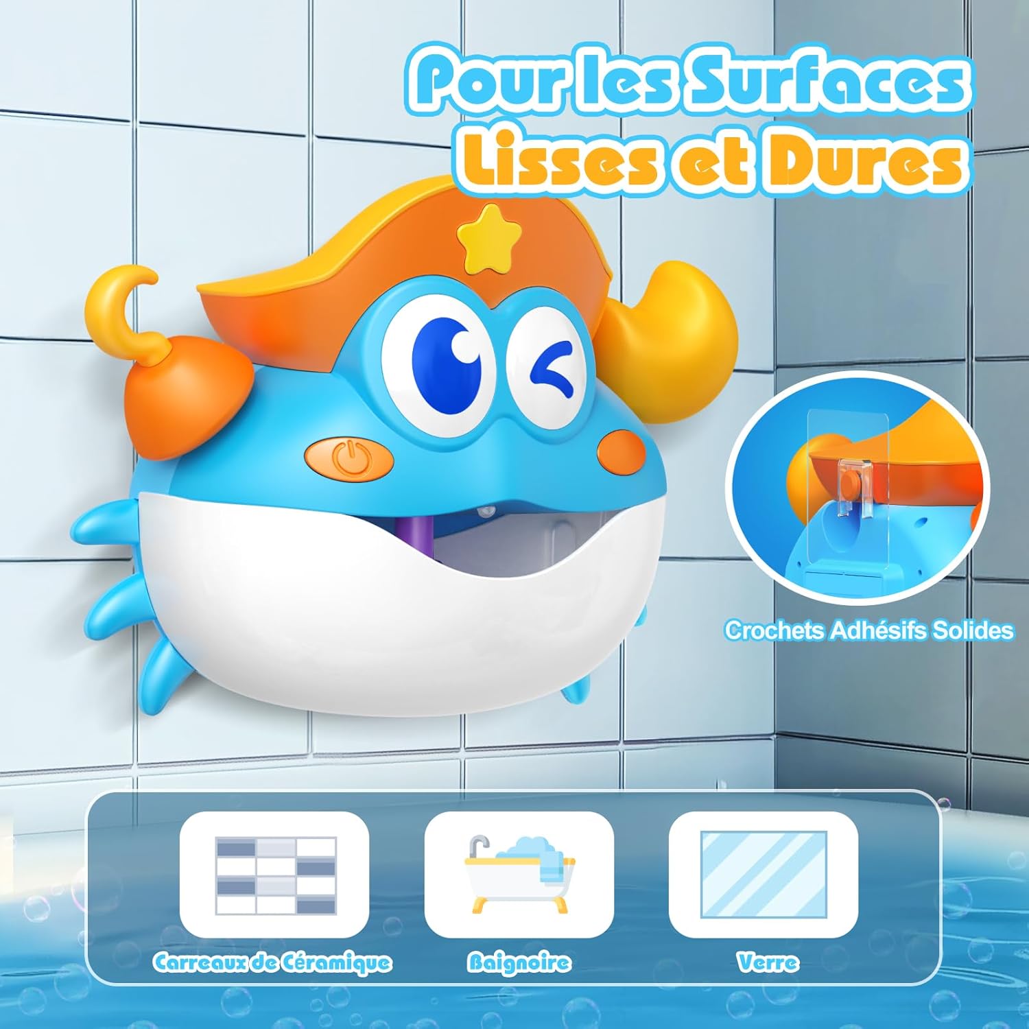 Detalle 2 de iKidiki Jouet Bain Crabe à Bulles lumineux - pour bébé et enfants 1–6 ans