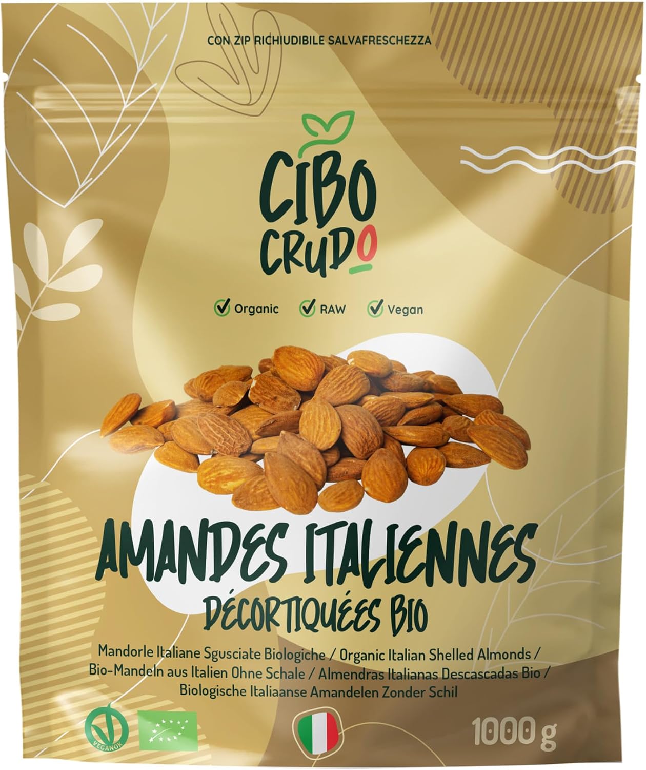 Detalle 2 de Amandes Bio Décortiquées 500 g de Sicile par CiboCrudo – cru, sèches et bio
