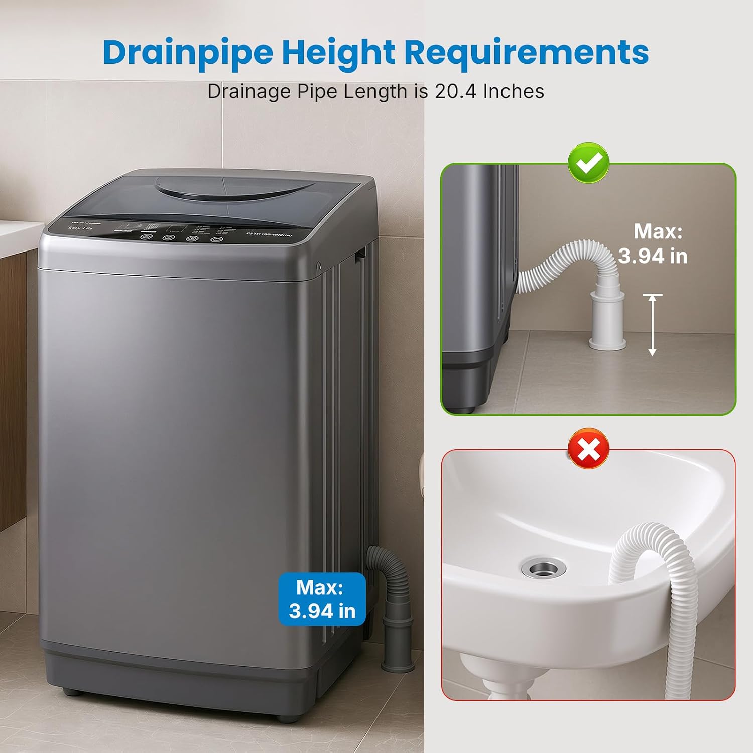Detalle 2 de OLIXIS AS-XYJ1508-3D5 Portable Washer, 1.06 Cu. Ft., Stainless Steel Drum
