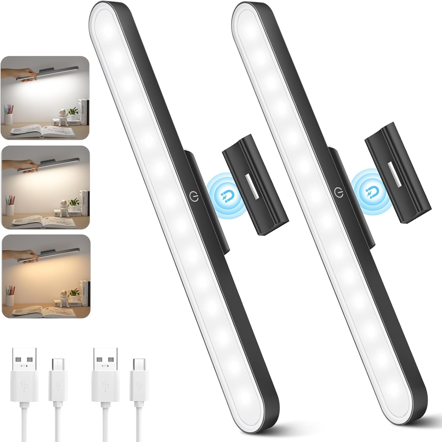 Detalle de TOPPLEE Luce LED Sottopensile 2 Pezzi: illuminazione magnetica, ricaricabile e controllata touch