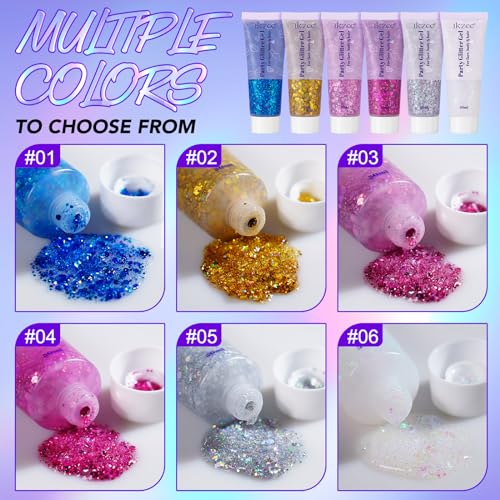 Detalle de Body Glitter Gel 50ml Mermaid Hair Face Shimmer Liquid Glitter Gel