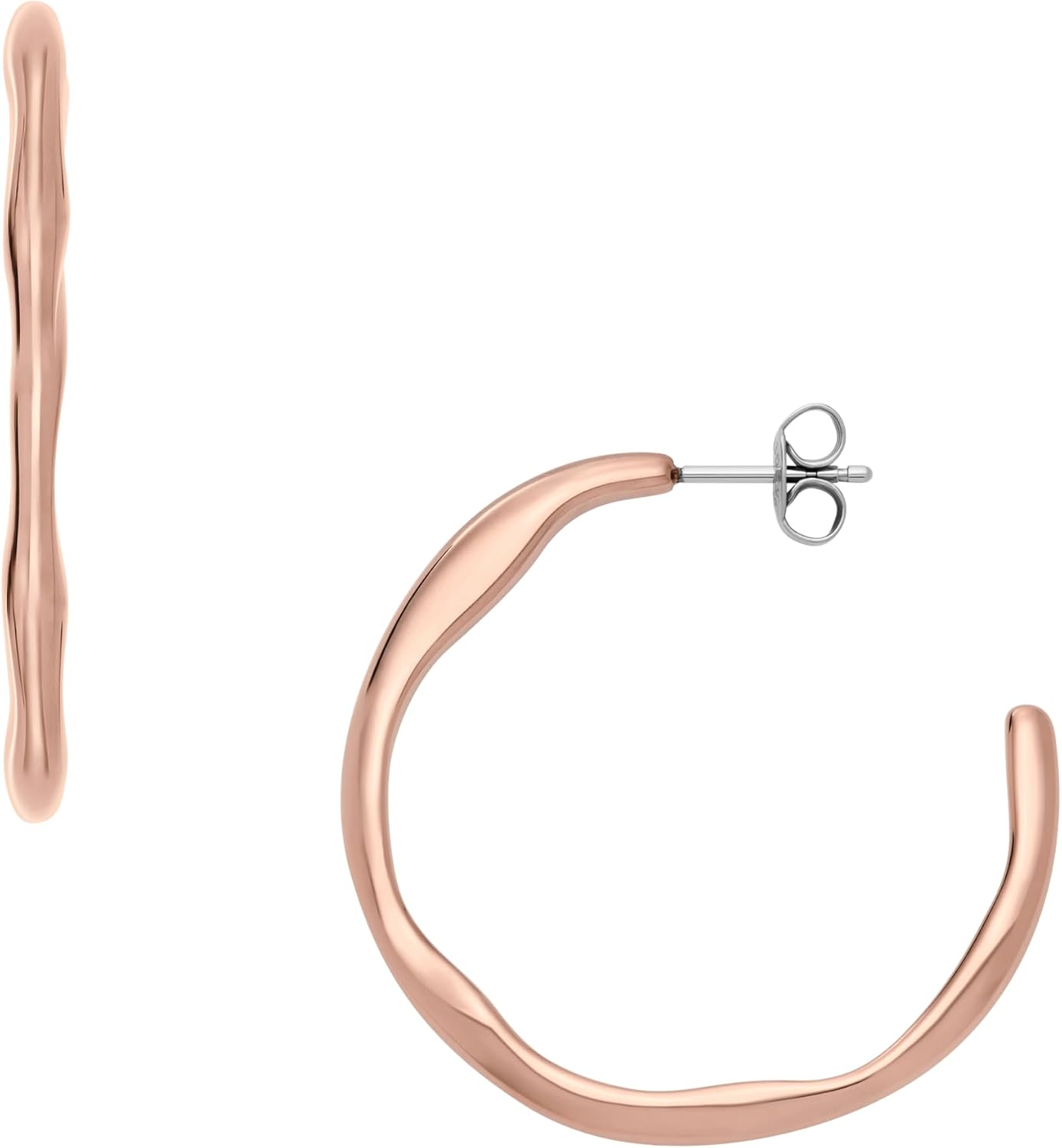 Detalle de Skagen Damen Ohrringe Roségold aus Edelstahl – Ohrstecker mit Poussette Verschluss