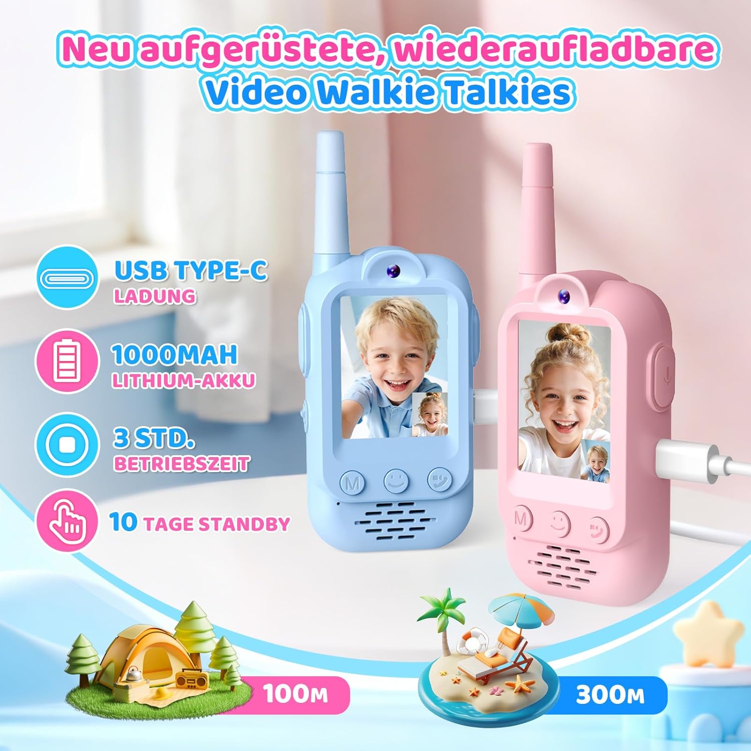 Detalle 2 de Video Walkie Talkie Kinder – Aufladbare Video-Calls, sicher, robust und kreativ