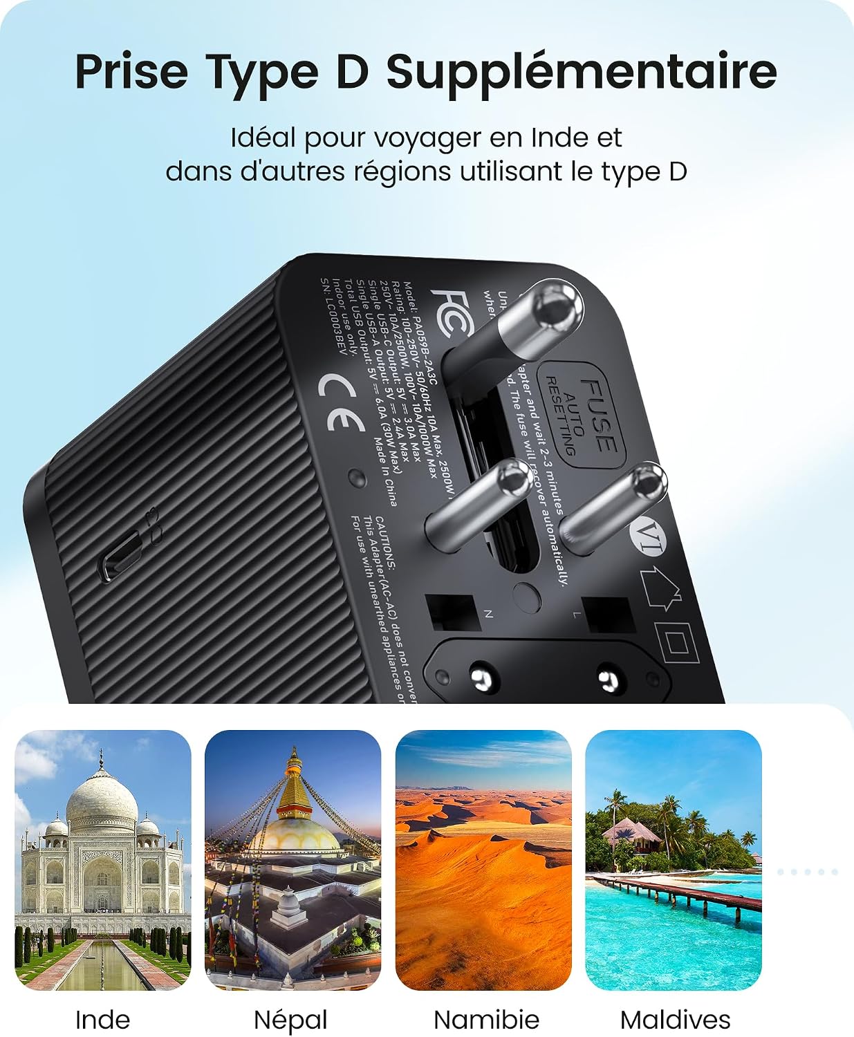 Detalle 2 de LENCENT Adaptateur de Voyage 30 W 🔌