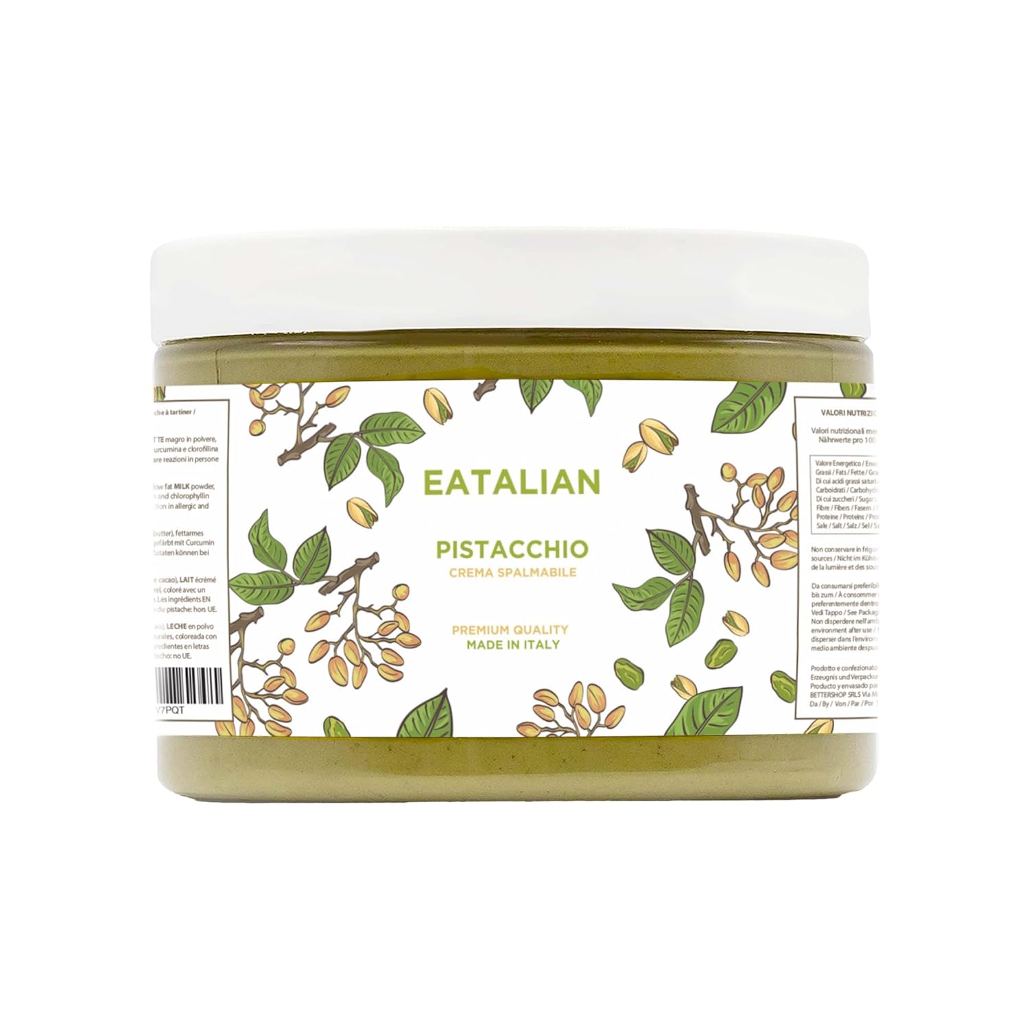 Detalle de EATALIAN by AMZ BETTER Pistaziencreme – Cremig-frischer Pistazienaufstrich aus Italien, 500 g