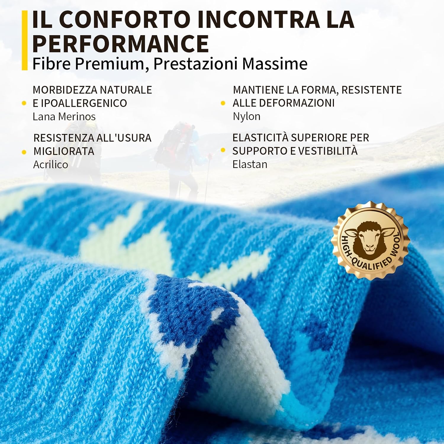Detalle de CAMBIVO Calze Trekking Merino Lana Uomo Donna – Anti- Vesciche, Cushioned e Traspiranti (2 Paia)