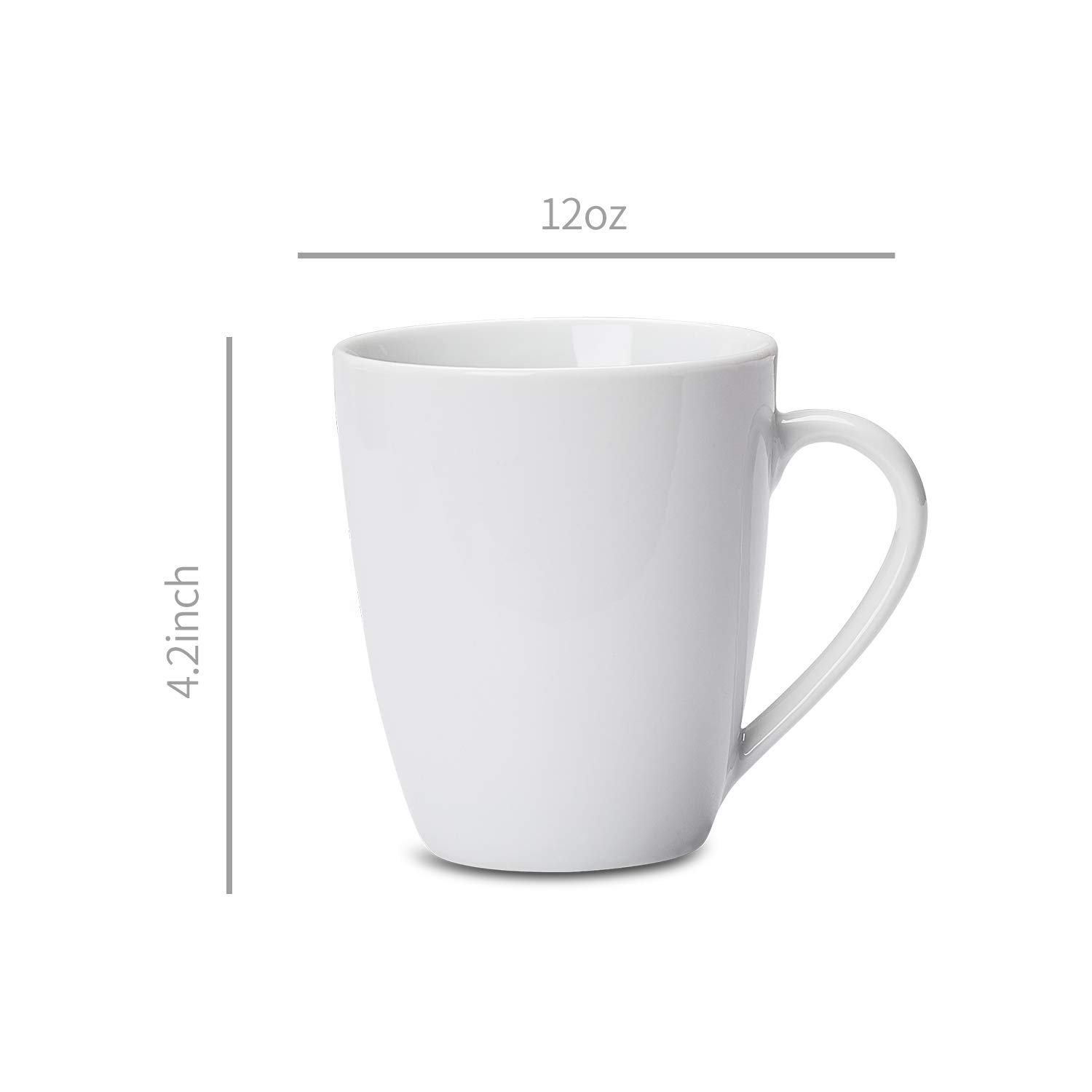 Detalle 2 de Service de 12 tasses à café en porcelaine Amazon Basics (355 ml), blanc