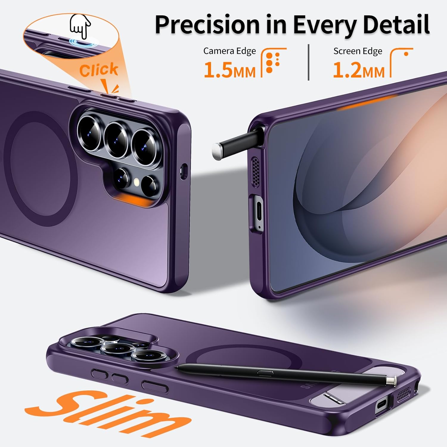 Detalle de H HUALELE Hualele Magnetic for Samsung Galaxy S26 Ultra Case with Built-in Metal Stand (MagSafe Compatible)