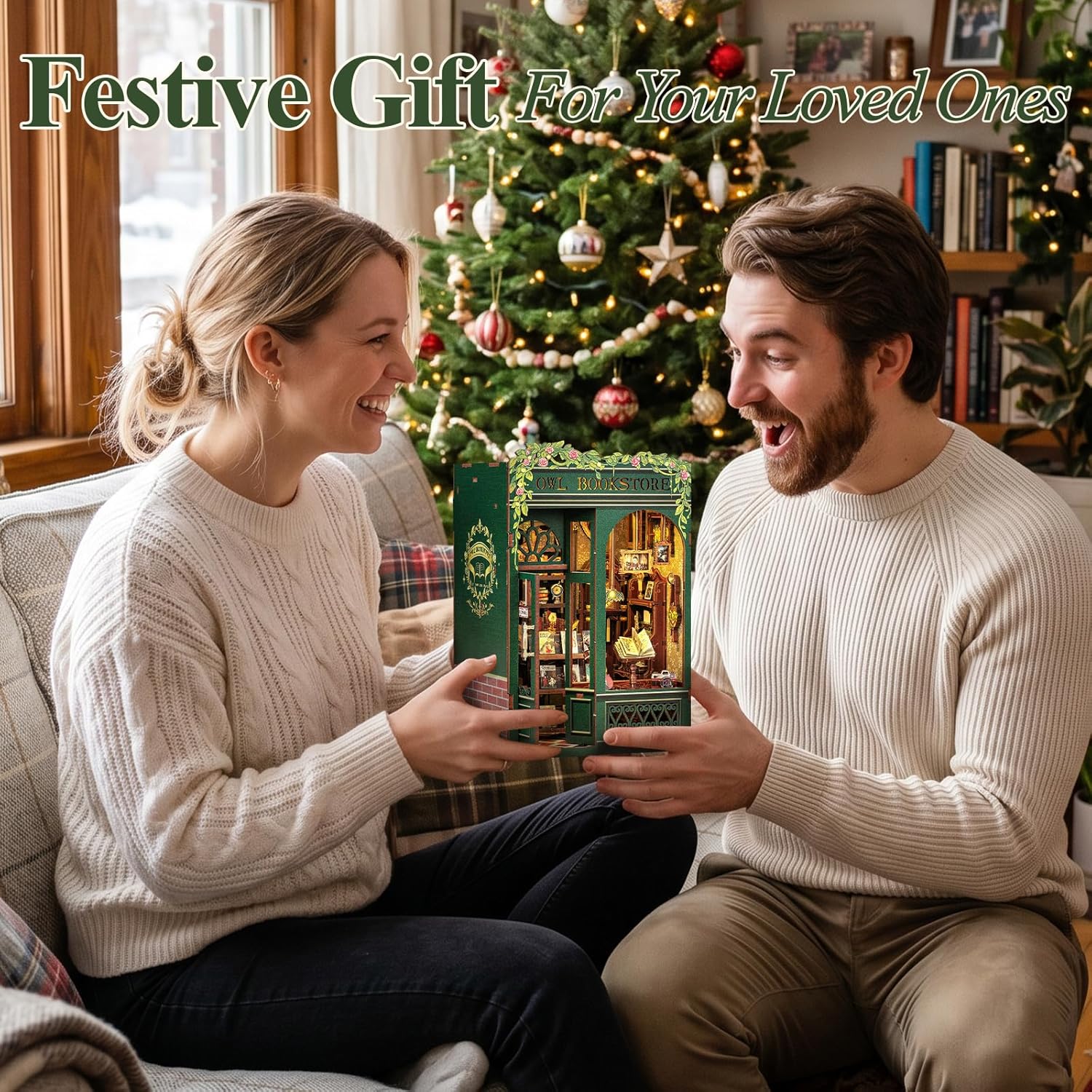 Thumbnail 5 de Cutefun Book Nook – 3D-Holzpuzzle OWL Bookstore mit LED, 139 Teile (DIY Miniatur-Bücherregal)