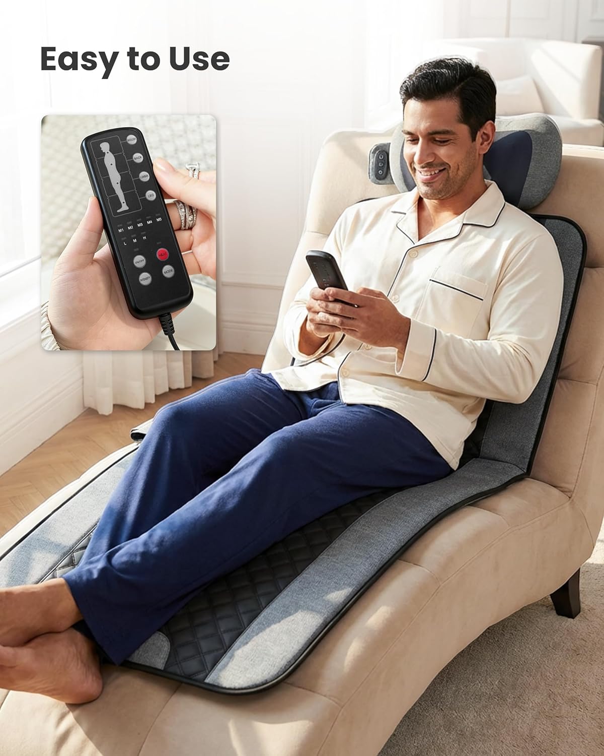 Thumbnail 4 de COMFIER Massage Mats Full Body with Heat & Vibration (10 motors, detachable shiatsu neck pillow)