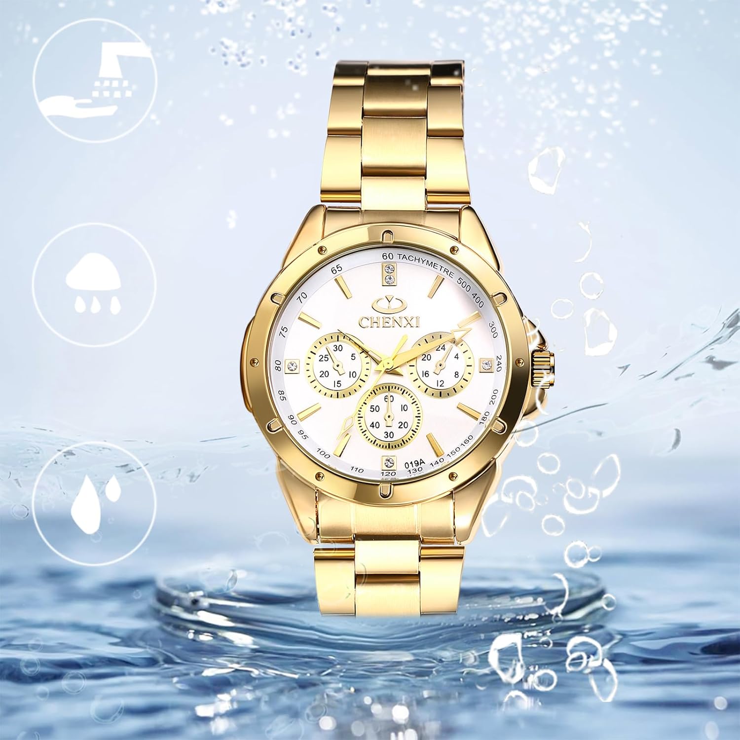 Detalle 2 de JewelryWe Paar Uhren: Leuchtendes Edelstahl-Duo mit Quarzwerk und 30 m Wasserdicht