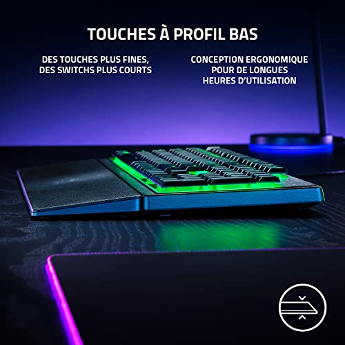Detalle de Razer Ornata V3 X – Clavier Gamer à Profil Bas, switches à membrane silencieux, repose-poignet ergonomique (AZERTY, Noir)