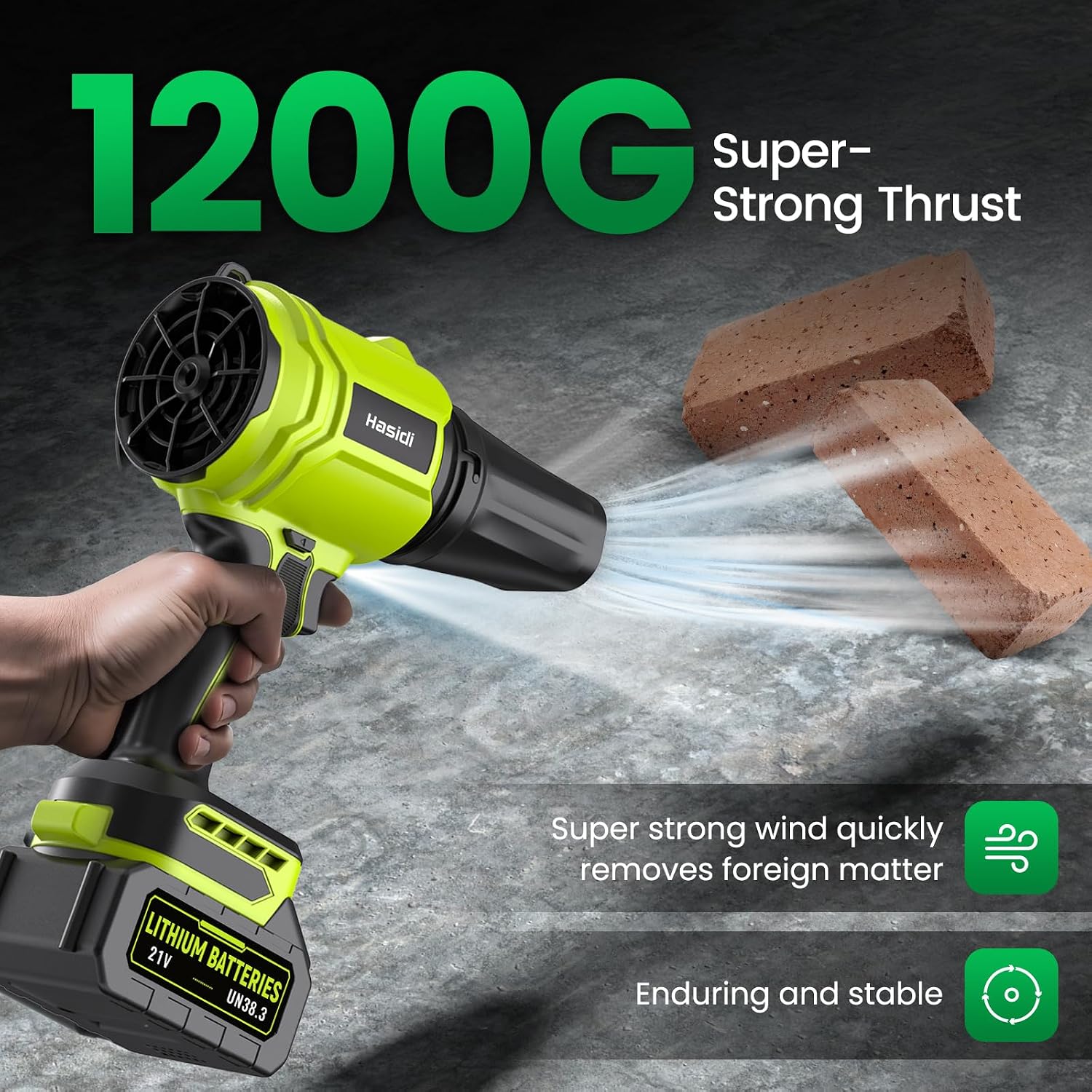 Detalle 2 de Electric Leaf Blower Cordless: 900,000 RPM High Speed, 2 Batteries & Charger