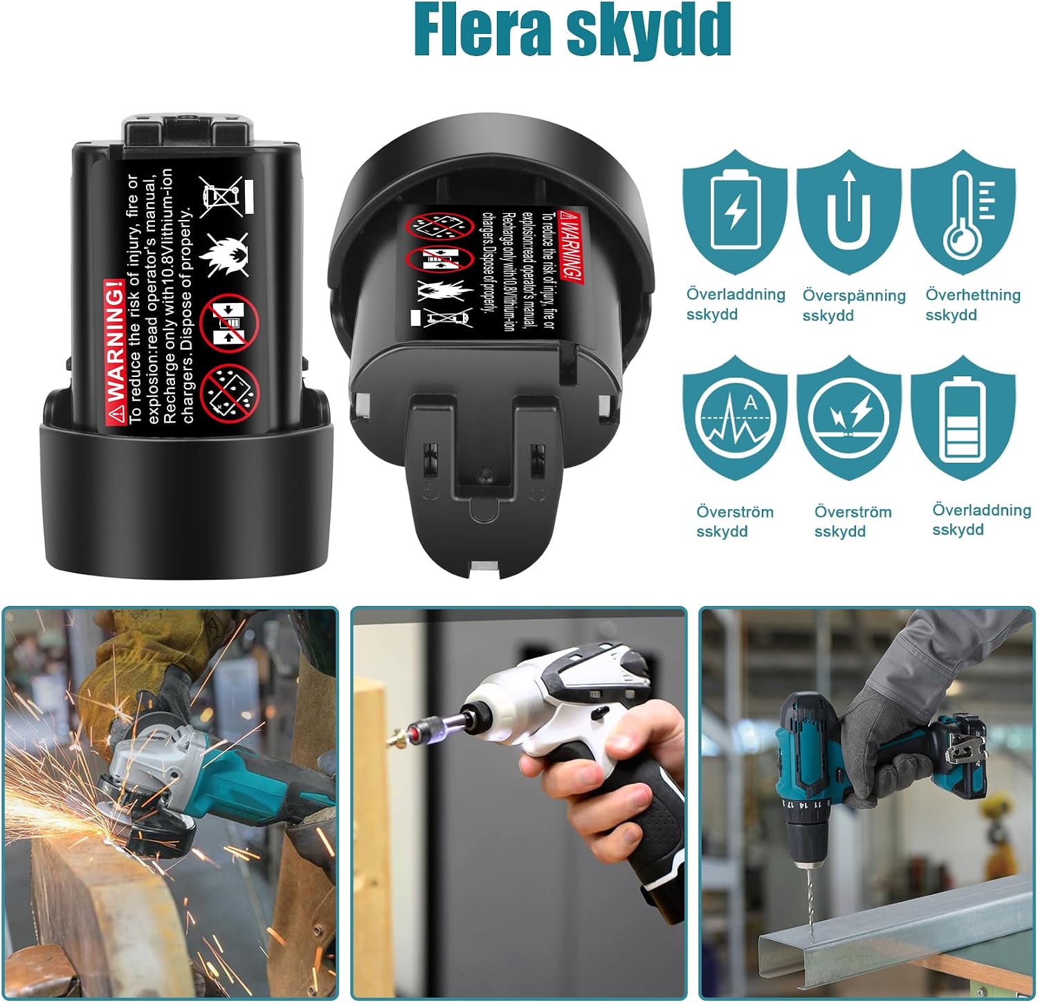 Thumbnail 5 de REACELL BL1013 ersättningsbatterier för Makita 10,8 V, 3 000 mAh, 2-pack