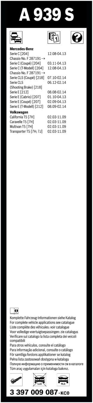 Detalle de Bosch Aerotwin A 939 S Front Windscreen Wipers – 2 x 600mm (Right-Hand Drive UK)