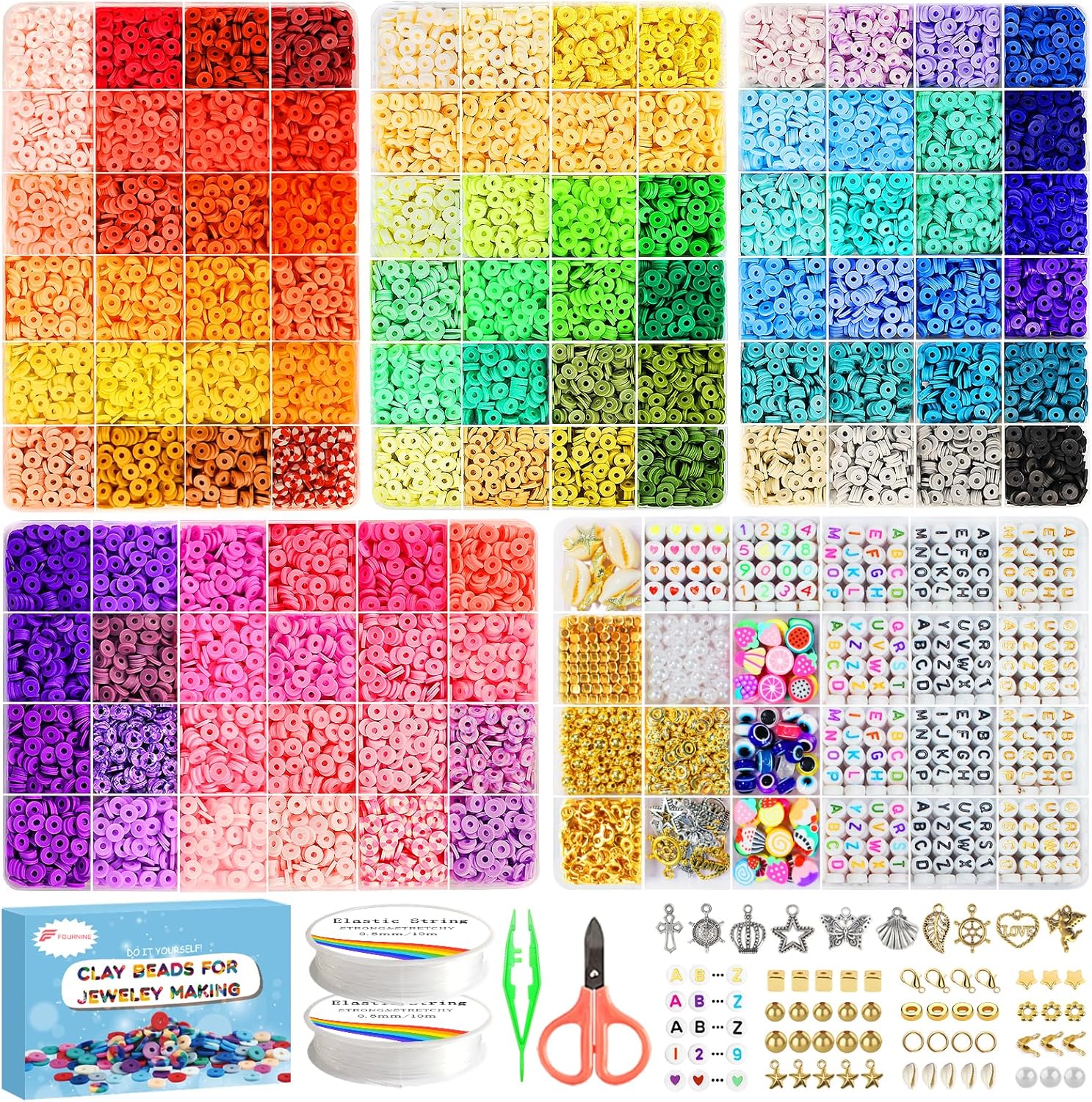 Fournine 18000 Pcs Clay Beads Bracelet Kit