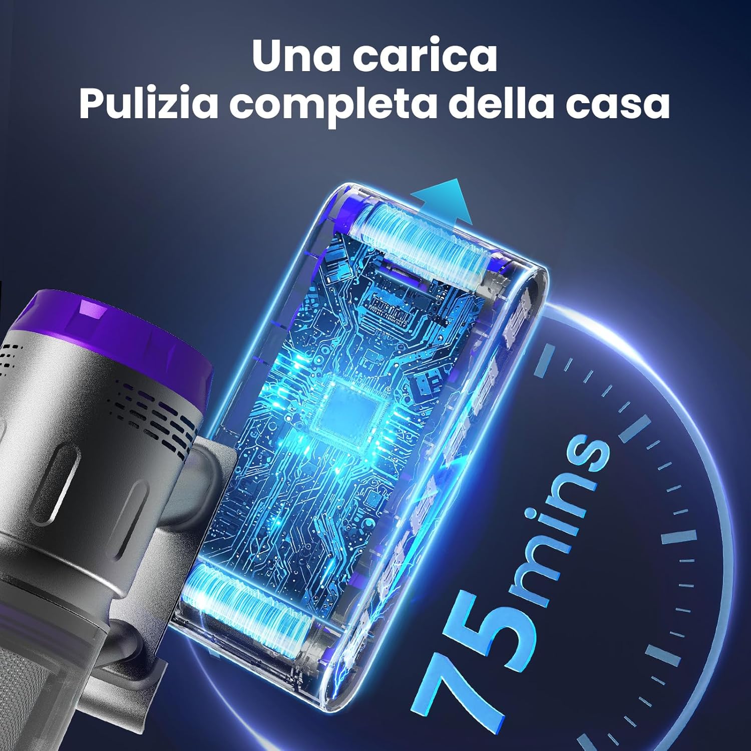 Thumbnail 2 de Circlio Aspirapolvere Senza Fili 600W/58kPa/75 Min NOVAX T80 Pure: potenza, flessibilità e igiene in casa