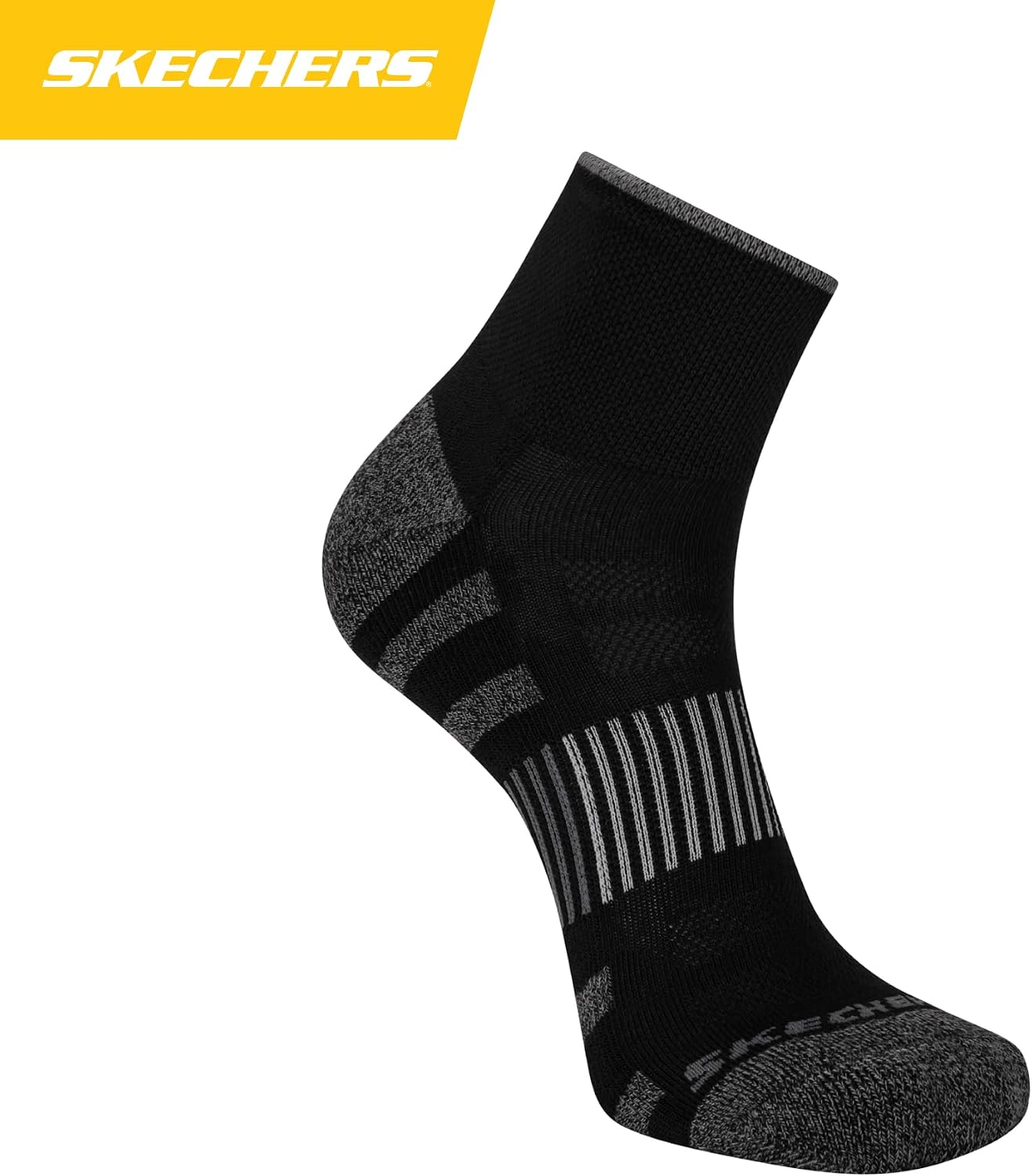 Detalle de Skechers Men’s 8-Pack Work Collection High Quarter Socks – Extra Cushion et Mesh ventilé, noir, 10-13