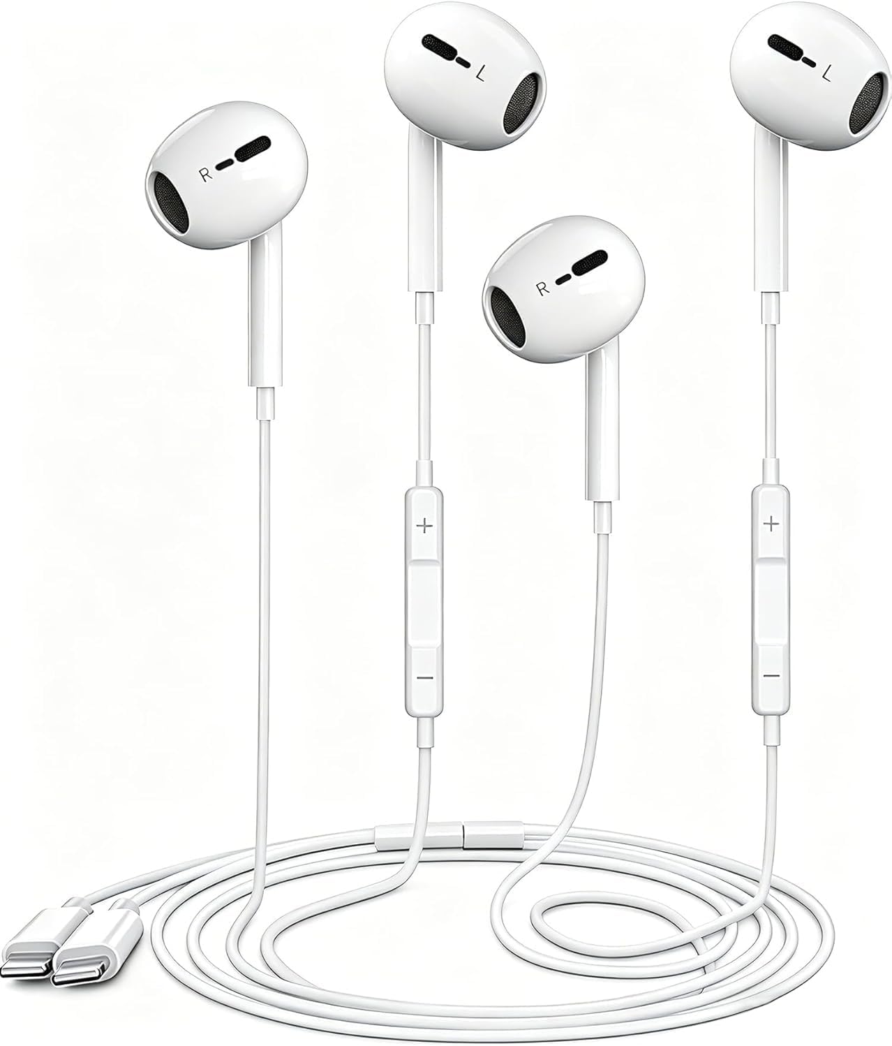 Detalle de 2 Pack Lightning Headphones for iPhone – MFi Certified Wired Earbuds with Microphone
