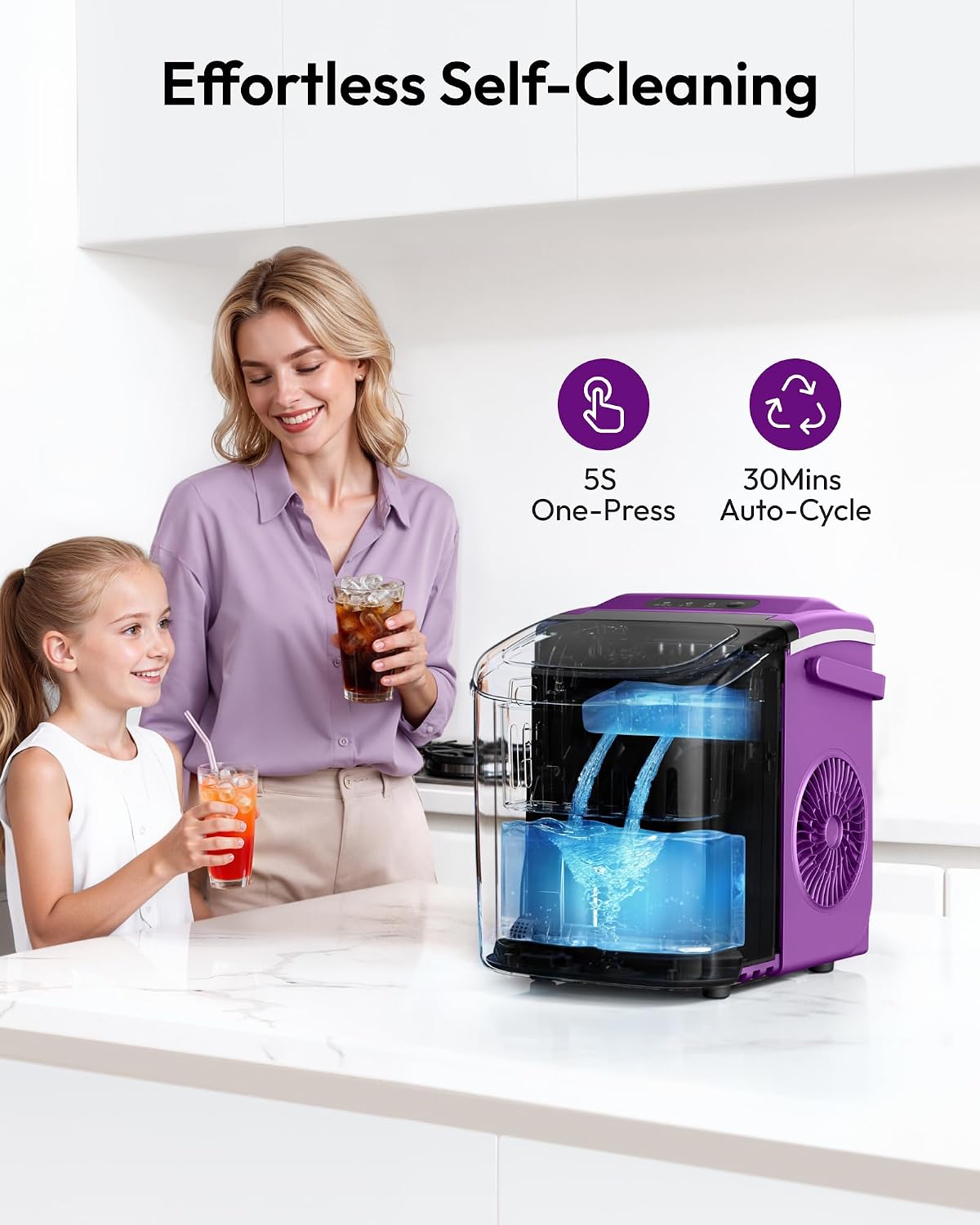 Thumbnail 5 de EUHOMY IM-06E Countertop Ice Maker with Handle, Bullet Ice and Auto-Cleaning