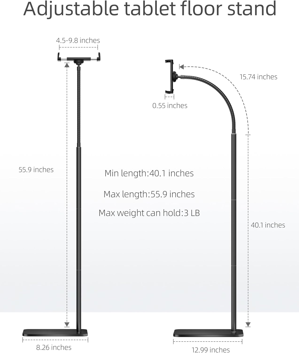 Thumbnail 6 de LanPavilion Supporto per iPad e tablet in metallo con asta flessibile (4,7''–13'')