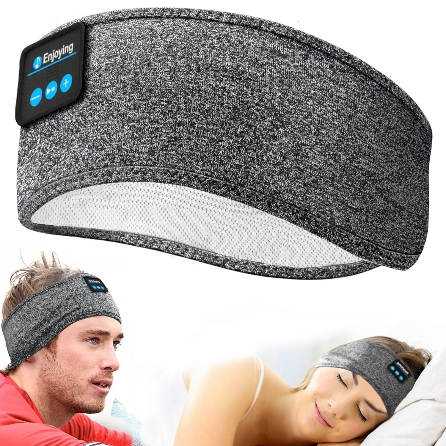 Detalle de Bluetooth Sport Stirnband 10 Stunden Grau