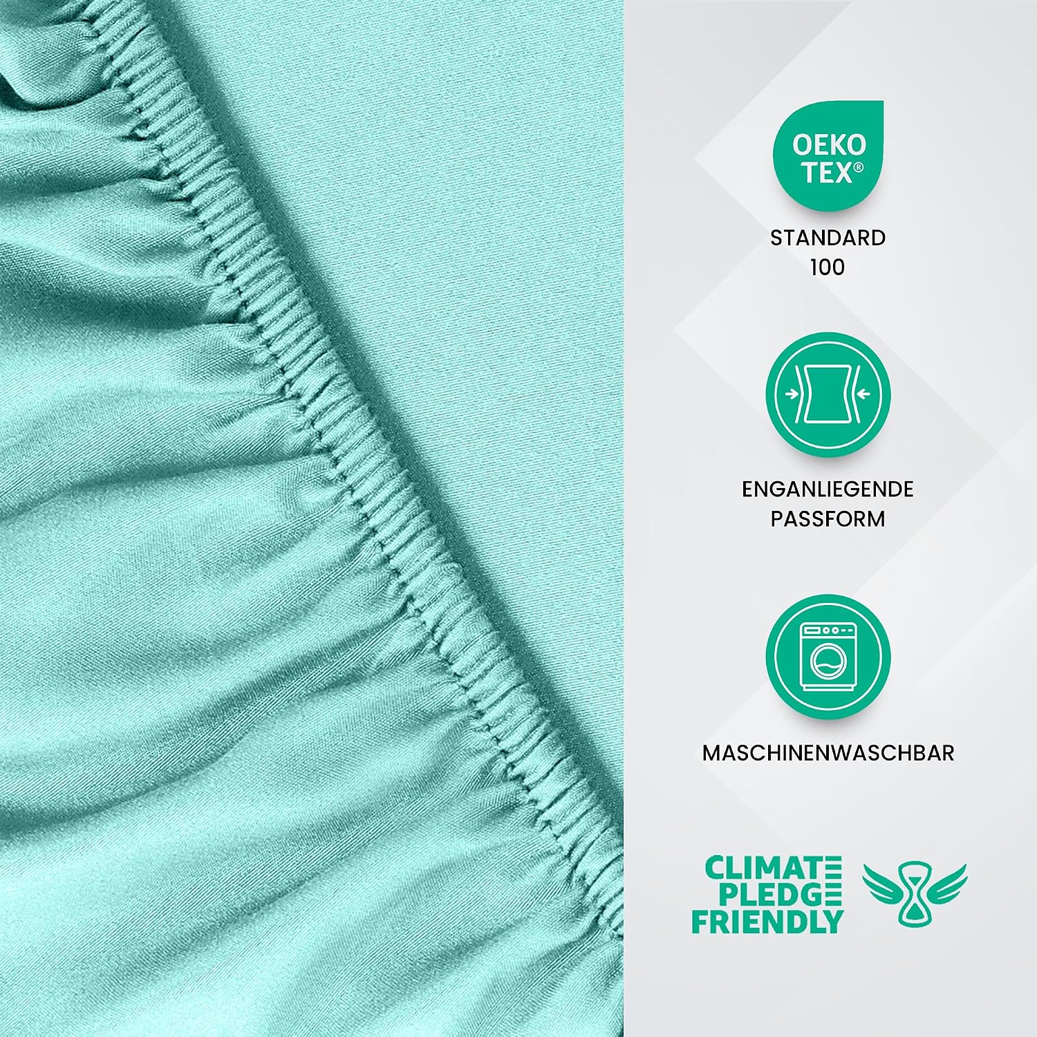 Detalle de Utopia Bedding Spannbettlaken 90x190 cm, Spa Blau – gebürstete Polyester-Mikrofaser mit 35 cm Tiefe