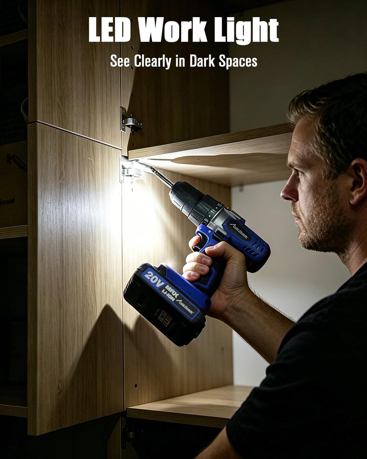 Thumbnail 6 de AVID POWER ACD316-B 20V Cordless Drill Driver, 3/8-Inch Chuck, 22 Accessories
